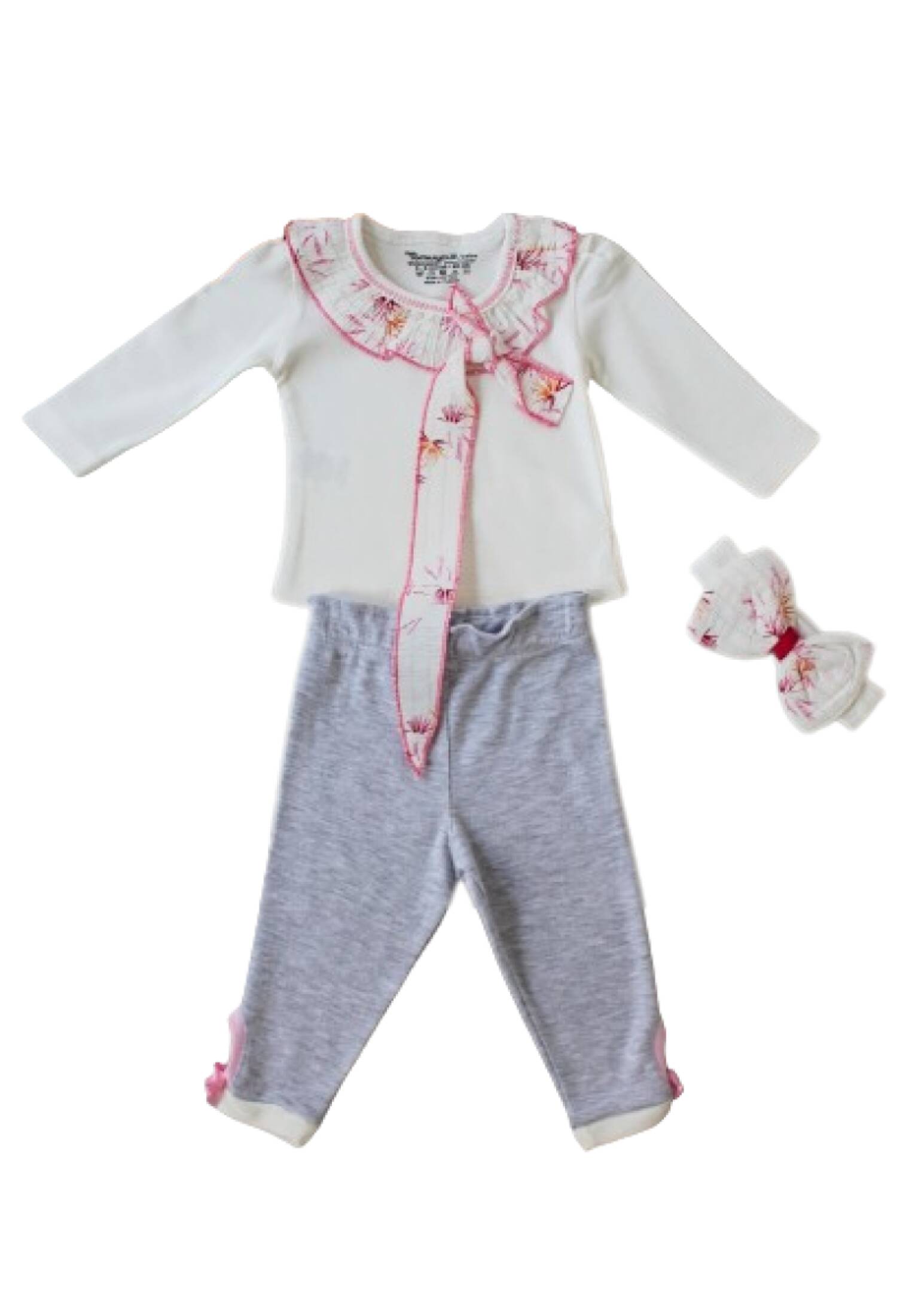 Toptan Bebek 3'lü Sweatshirt Pantalon ve Saç Bantlı Takım 3-12M 1074-75560 - 1074-75560 - Brand: Tomuycuk - Kids & Bby Clothes From Peralane Kids Turkey