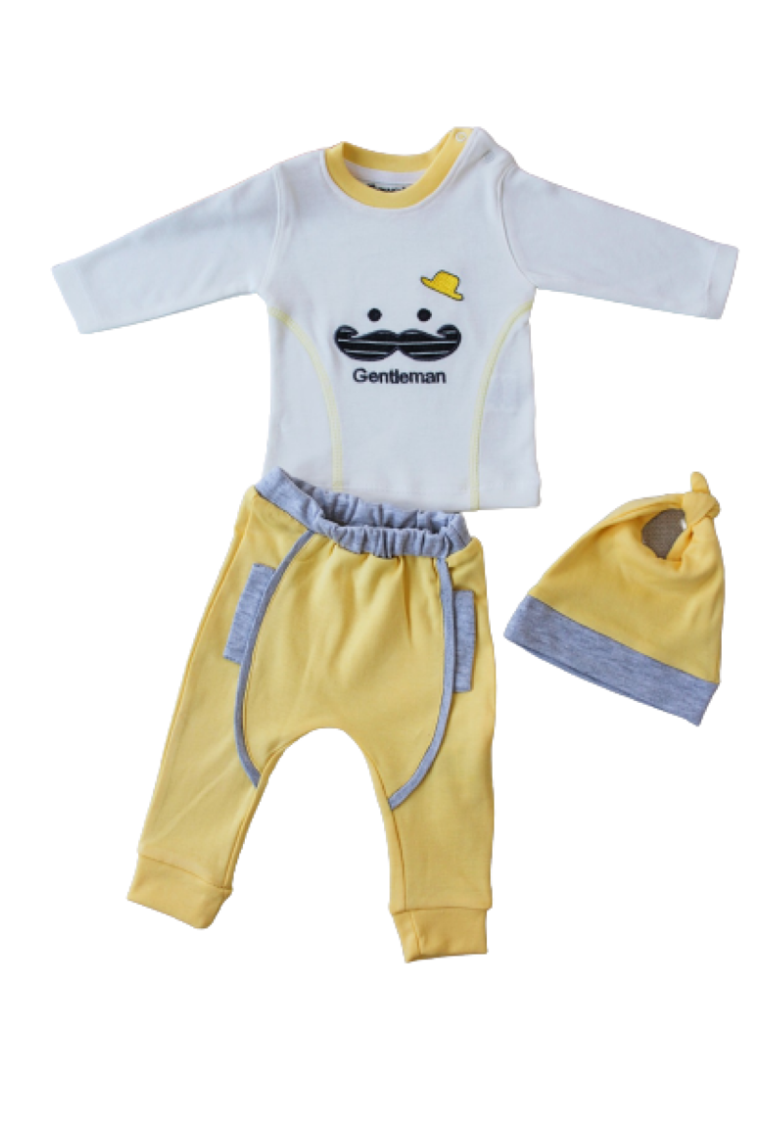 Toptan Bebek 3'lü Sweatshirt Pantalon ve Şapka Takım 3-12M 1074-75563 - 1074-75563 - Brand: Tomuycuk - Kids & Bby Clothes From Peralane Kids Turkey