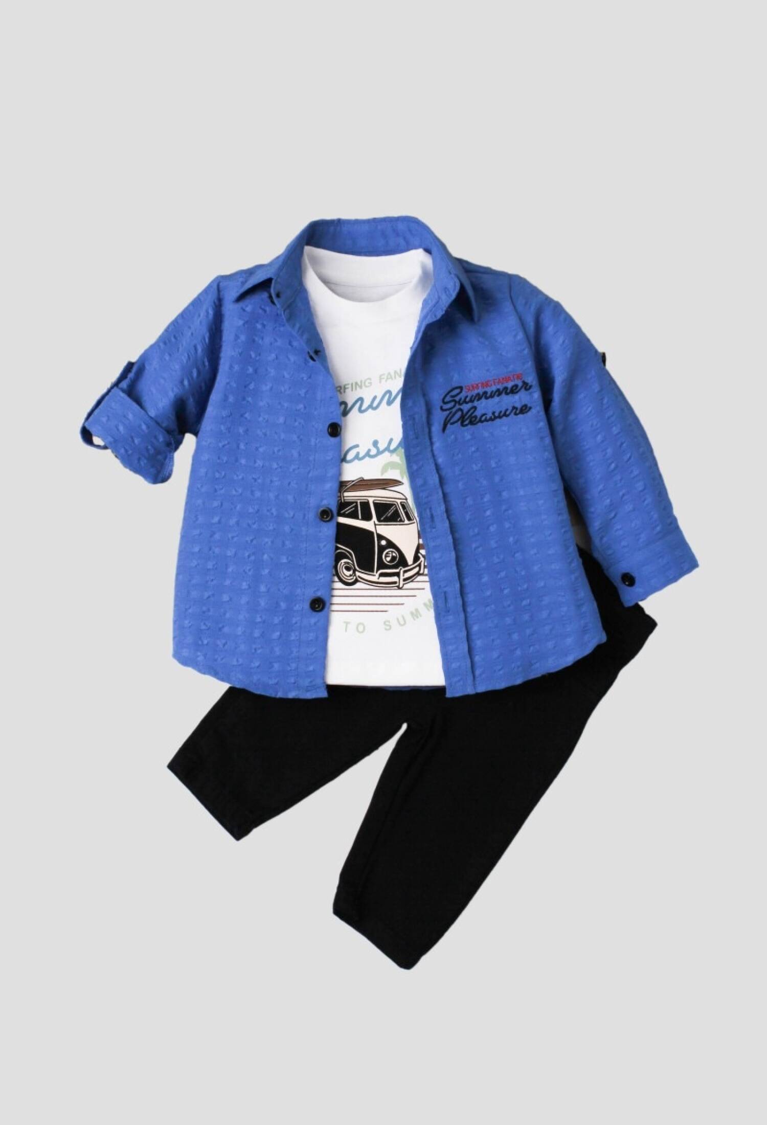 Toptan Bebek 3'lü Tişört Gömlek ve Pantolon Takım 9-24M 1026-90128-2 - 1026-90128-2 - Brand: Kidexs - Kids & Bby Clothes From Peralane Kids Turkey