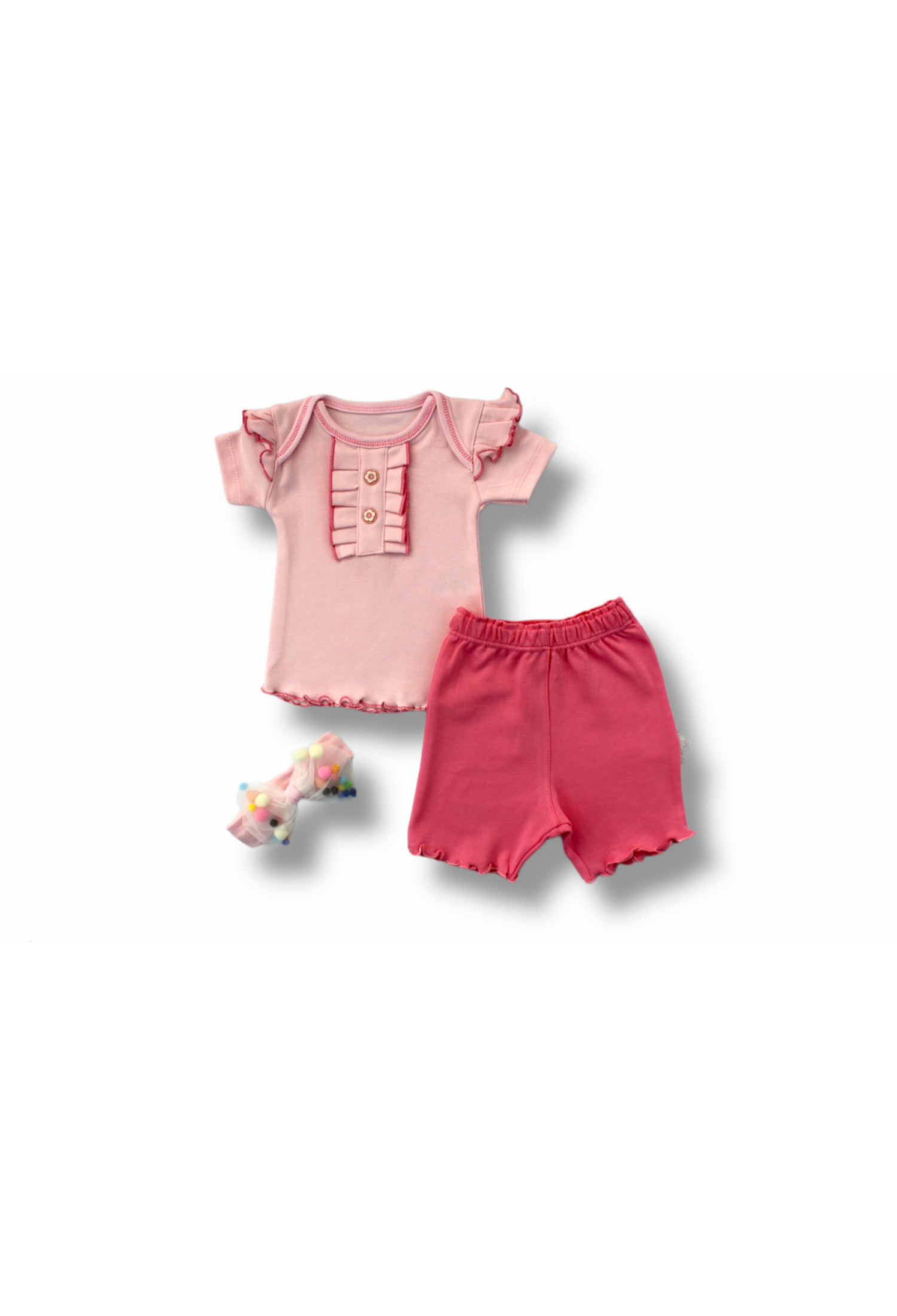 Toptan Bebek 3'lü Tişört Şort ve Saç Bantlı Takım 3-18M 1074-75512 - 1074-75512 - Brand: Tomuycuk - Kids & Bby Clothes From Peralane Kids Turkey