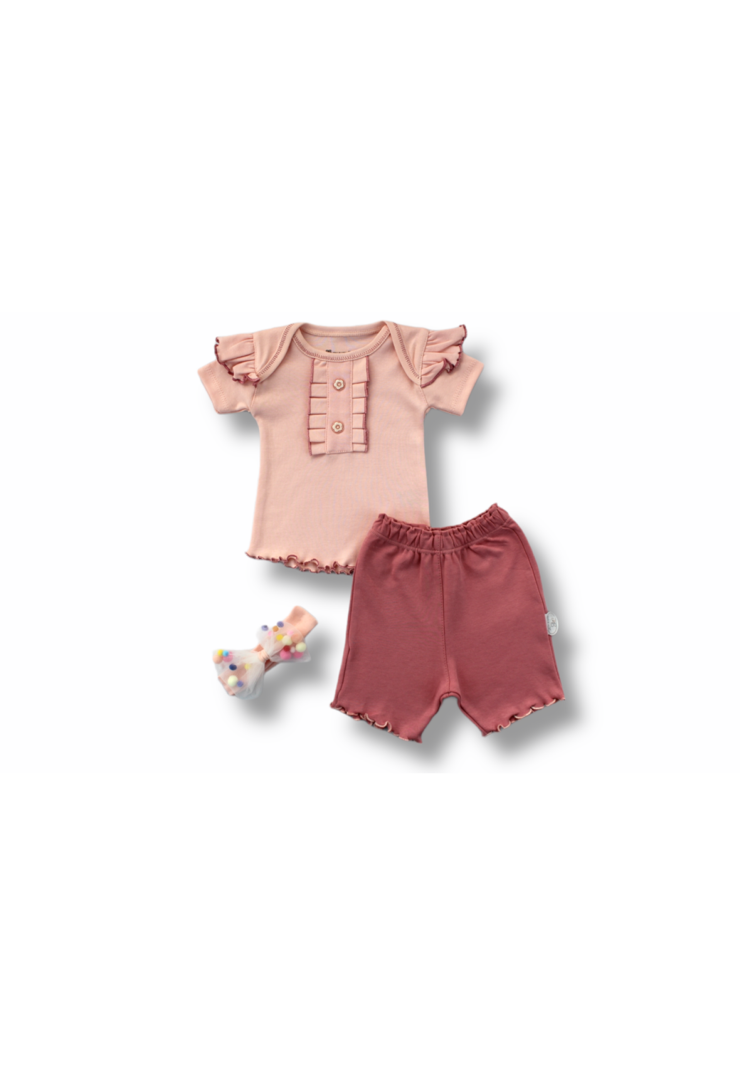 Toptan Bebek 3'lü Tişört Şort ve Saç Bantlı Takım 3-18M 1074-75512 - 1074-75512 - Brand: Tomuycuk - Kids & Bby Clothes From Peralane Kids Turkey