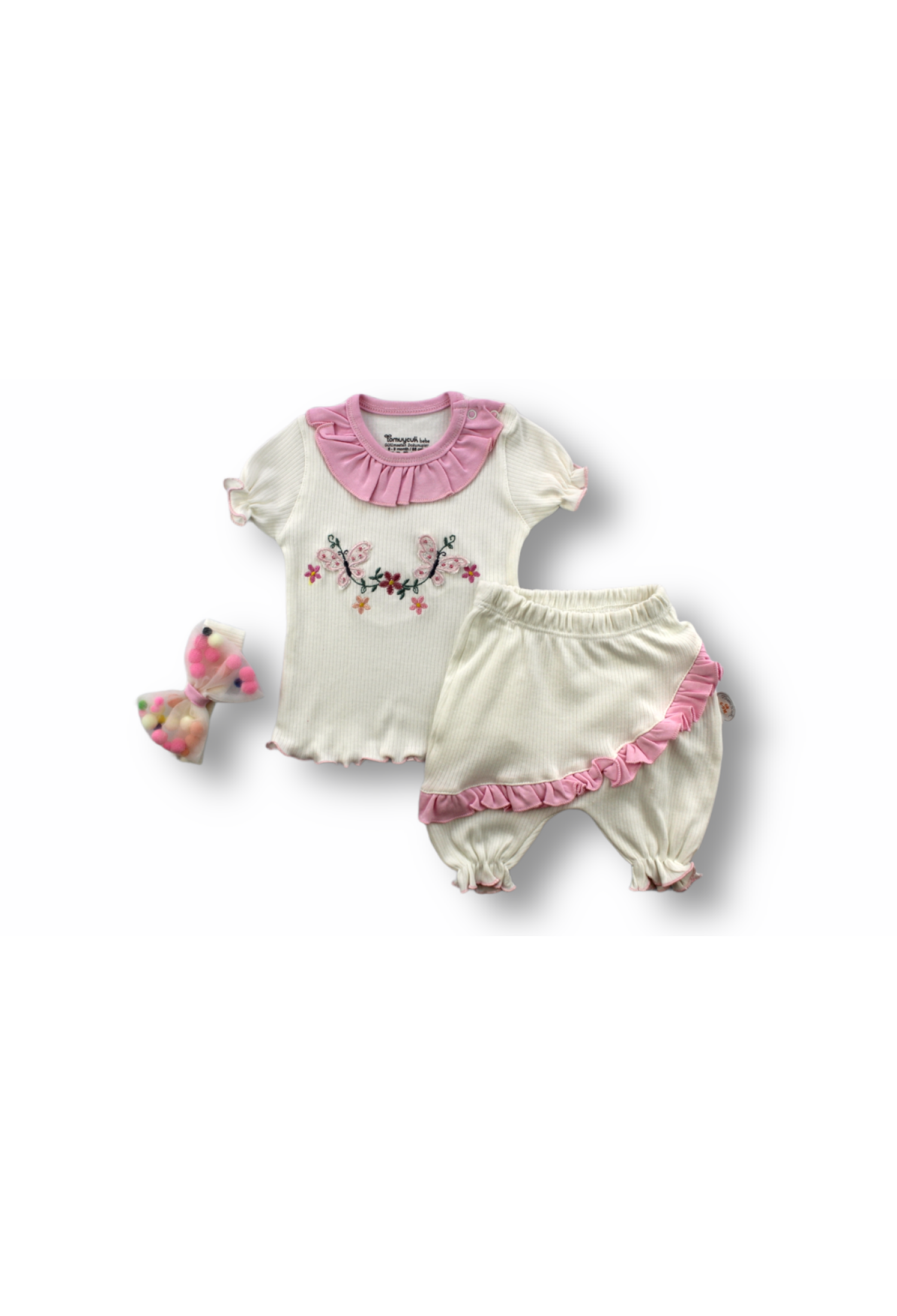 Toptan Bebek 3'lü Tişört Şort ve Saç Bantlı Takım 6-18M 1074-75510 - 1074-75510 - Brand: Tomuycuk - Kids & Bby Clothes From Peralane Kids Turkey