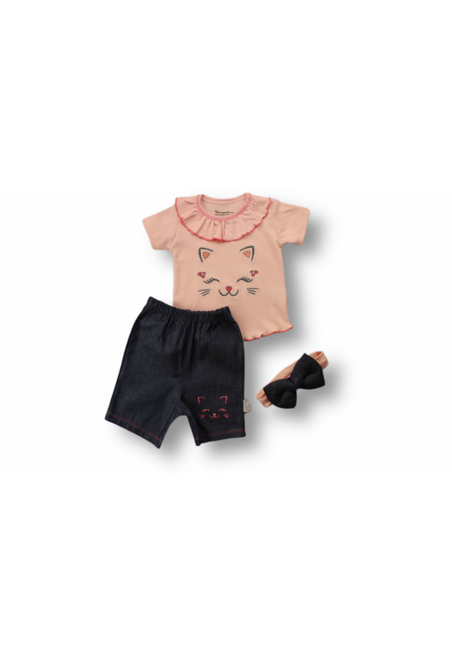 Toptan Bebek 3'lü Tişört Şort ve Saç Bantlı Takım 6-18M 1074-75538 - 1074-75538 - Brand: Tomuycuk - Kids & Bby Clothes From Peralane Kids Turkey