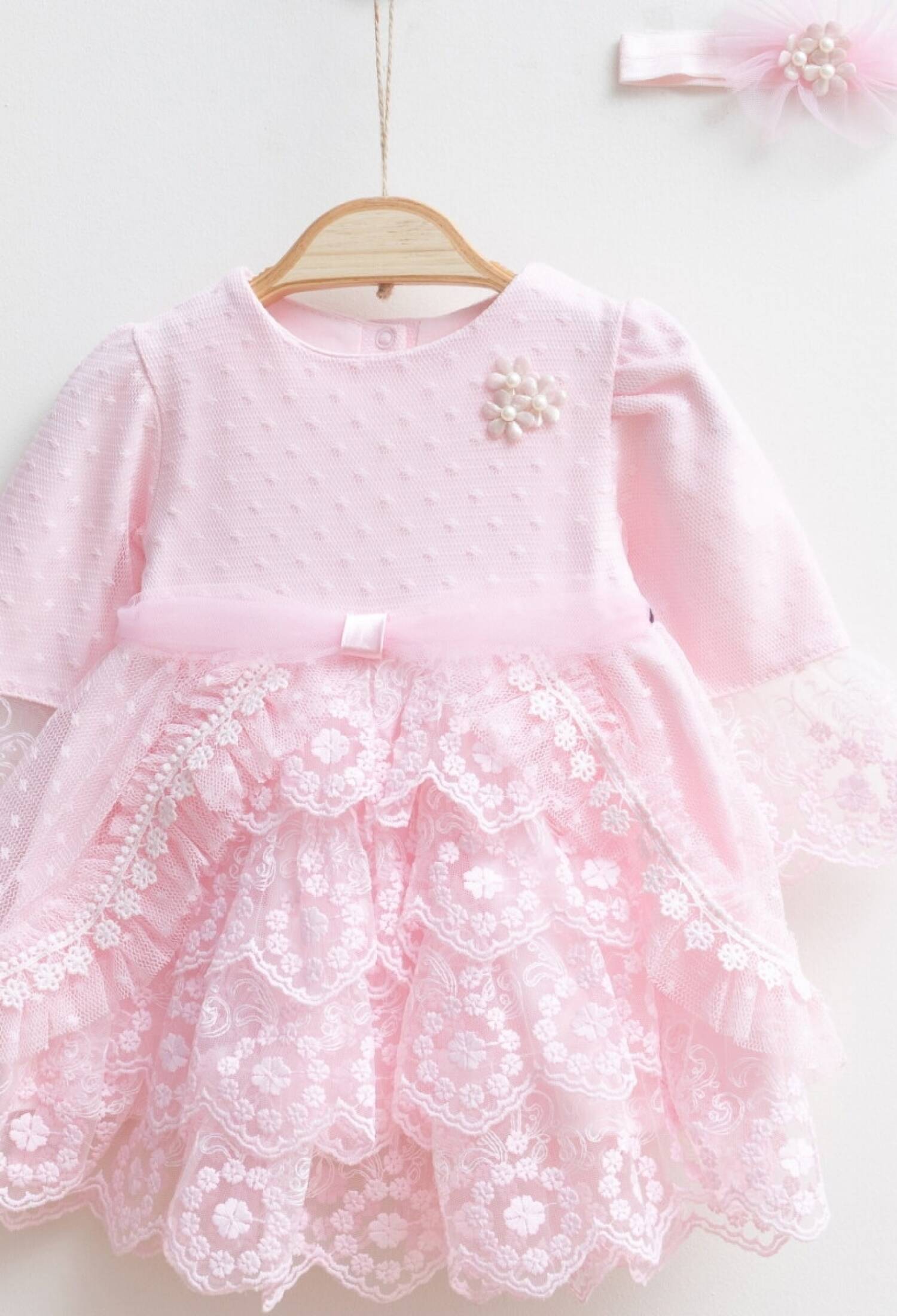 Toptan Bebek Elbise ve Saç Bandanası Takım 0-12M 2019-3030 - 2019-3030 - Brand: Miniborn - Kids & Bby Clothes From Peralane Kids Turkey