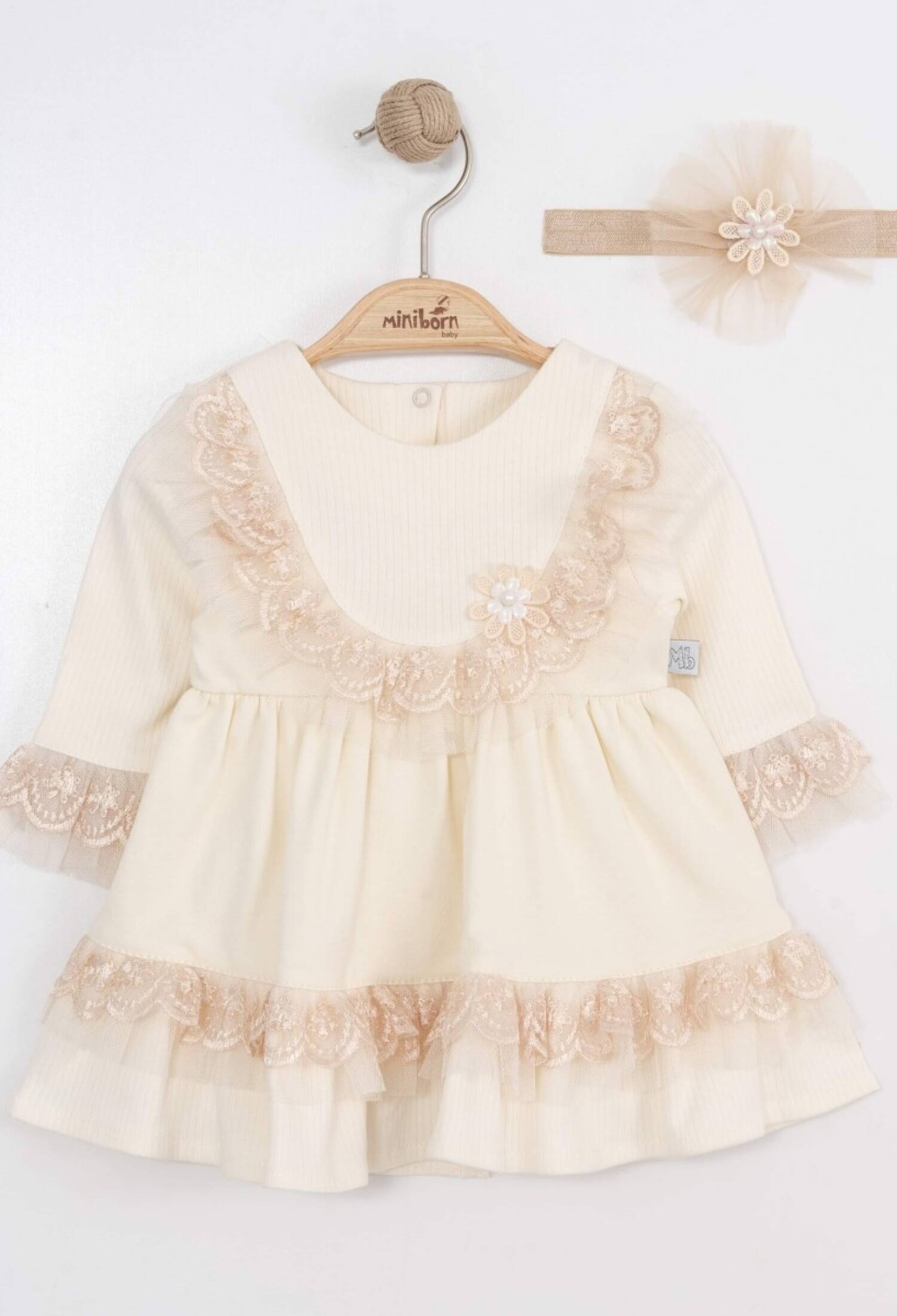 Toptan Bebek Elbise ve Saç Bandanası Takım 0-12M 2019-3346 - 2019-3346 - Brand: Miniborn - Kids & Bby Clothes From Peralane Kids Turkey