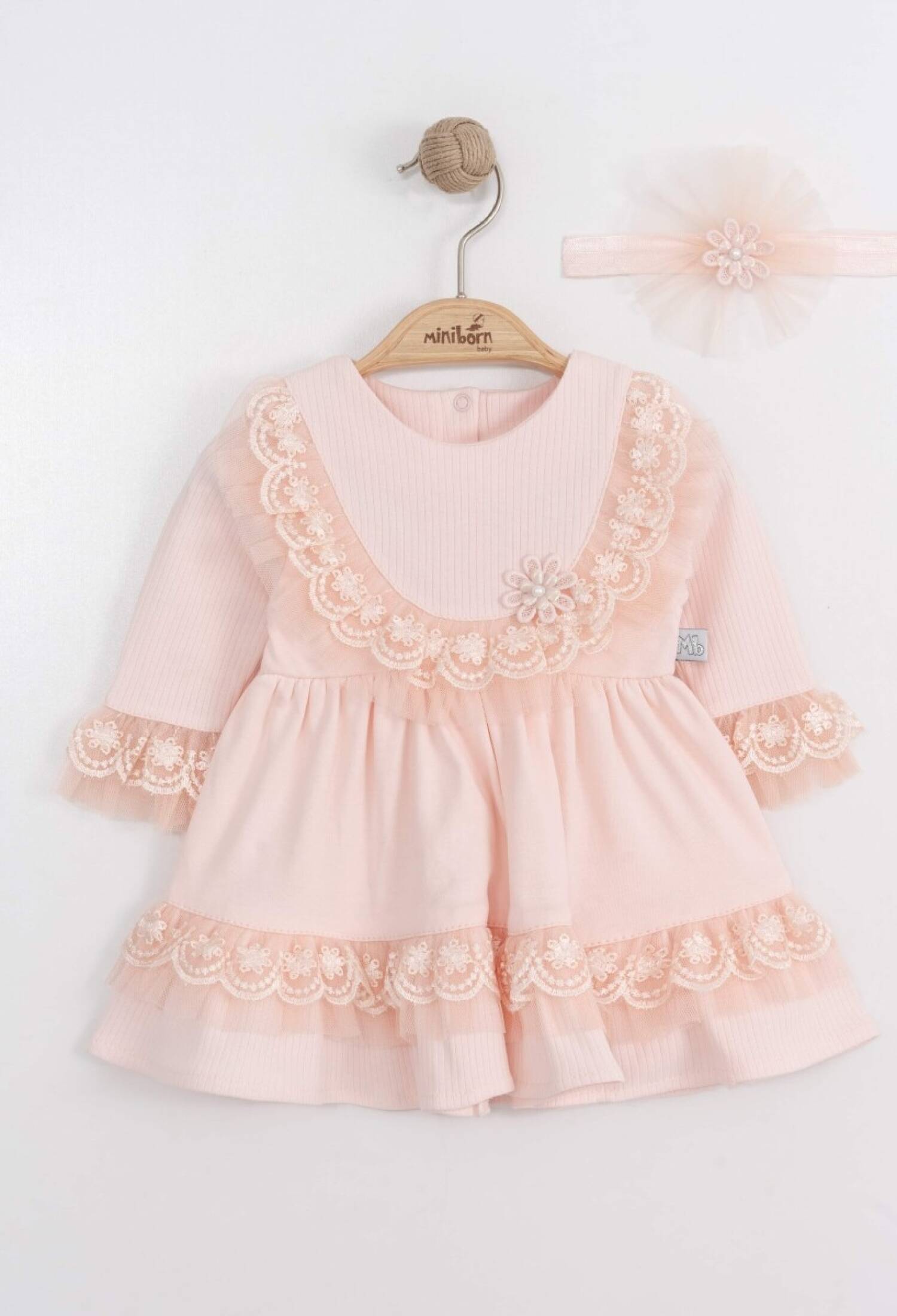 Toptan Bebek Elbise ve Saç Bandanası Takım 0-12M 2019-3346 - 2019-3346 - Brand: Miniborn - Kids & Bby Clothes From Peralane Kids Turkey