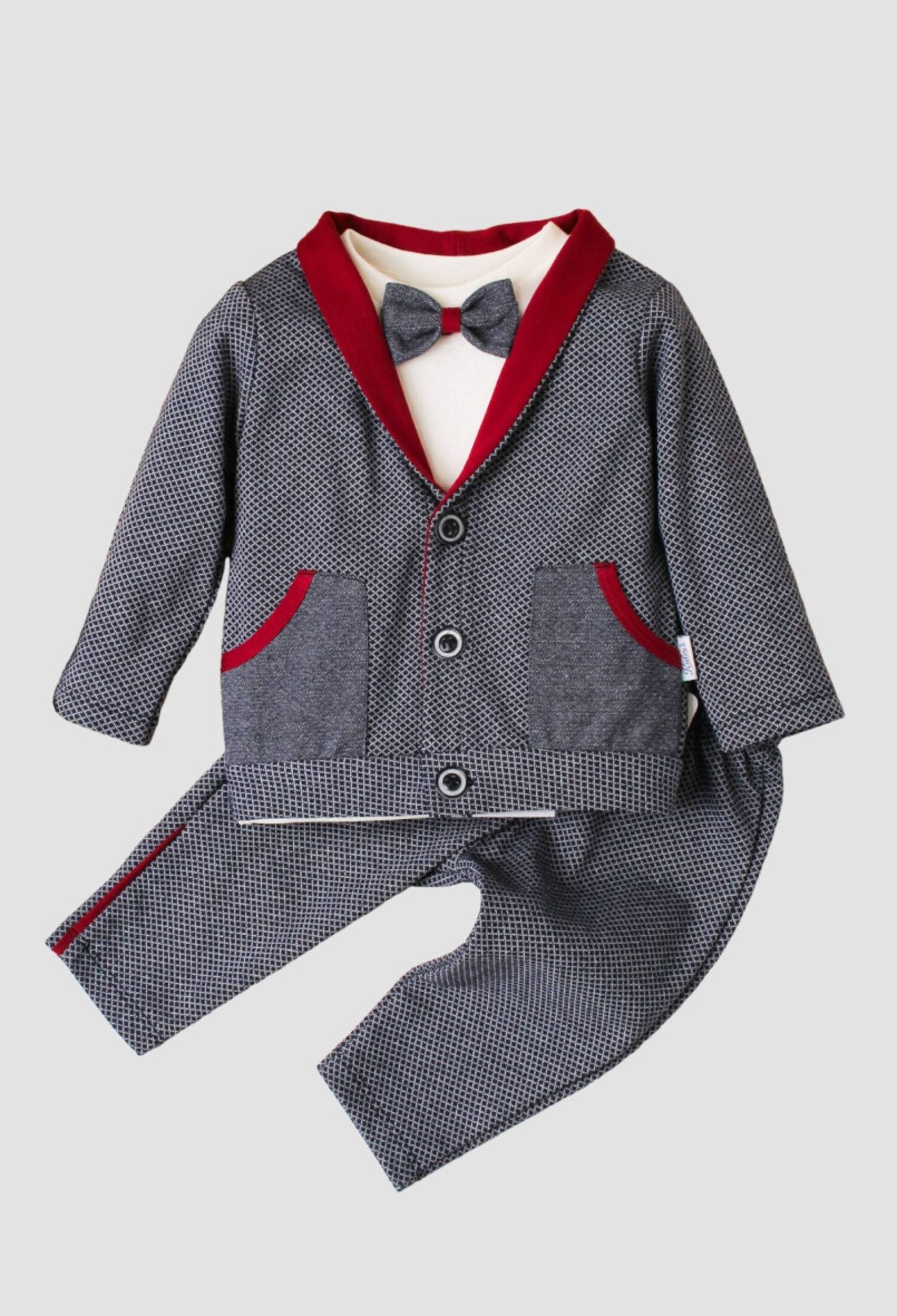 Toptan Bebek Hırkalı Papyonlu 3lü Takım 9-24M 1026-90163 - 1026-90163 - Brand: Kidexs - Kids & Bby Clothes From Peralane Kids Turkey