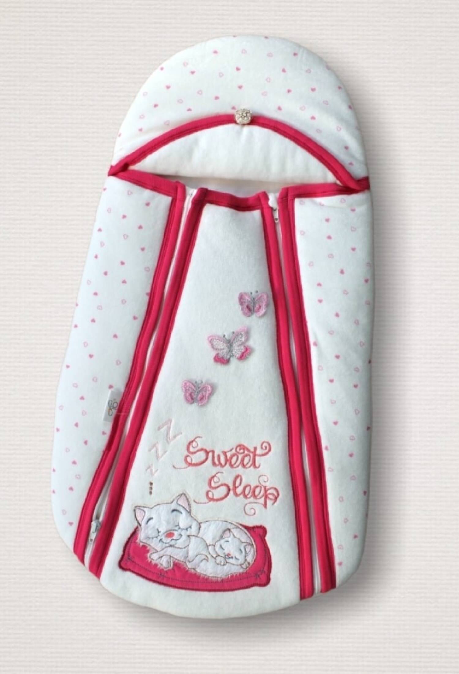 Toptan Bebek Kedili Çift Fermuarlı Kadife Kundak 0-9M 1074-45076 - 1074-45076 - Brand: Tomuycuk - Kids & Bby Clothes From Peralane Kids Turkey