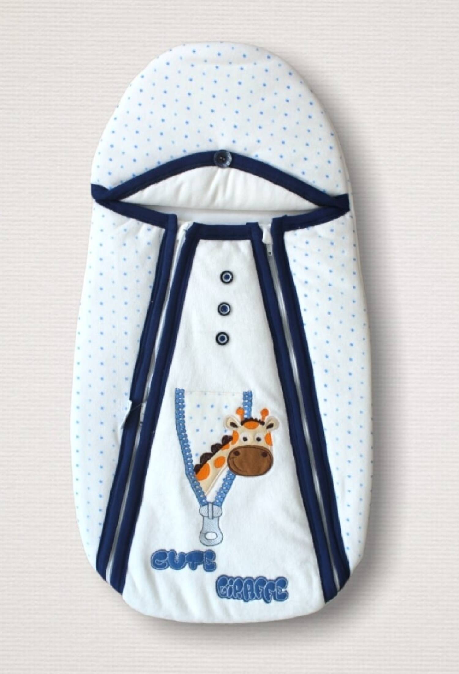 Toptan Bebek Zürafalı Çift Fermuarlı Kadife Kundak 0-9M 1074-45074 - 1074-45074 - Brand: Tomuycuk - Kids & Bby Clothes From Peralane Kids Turkey