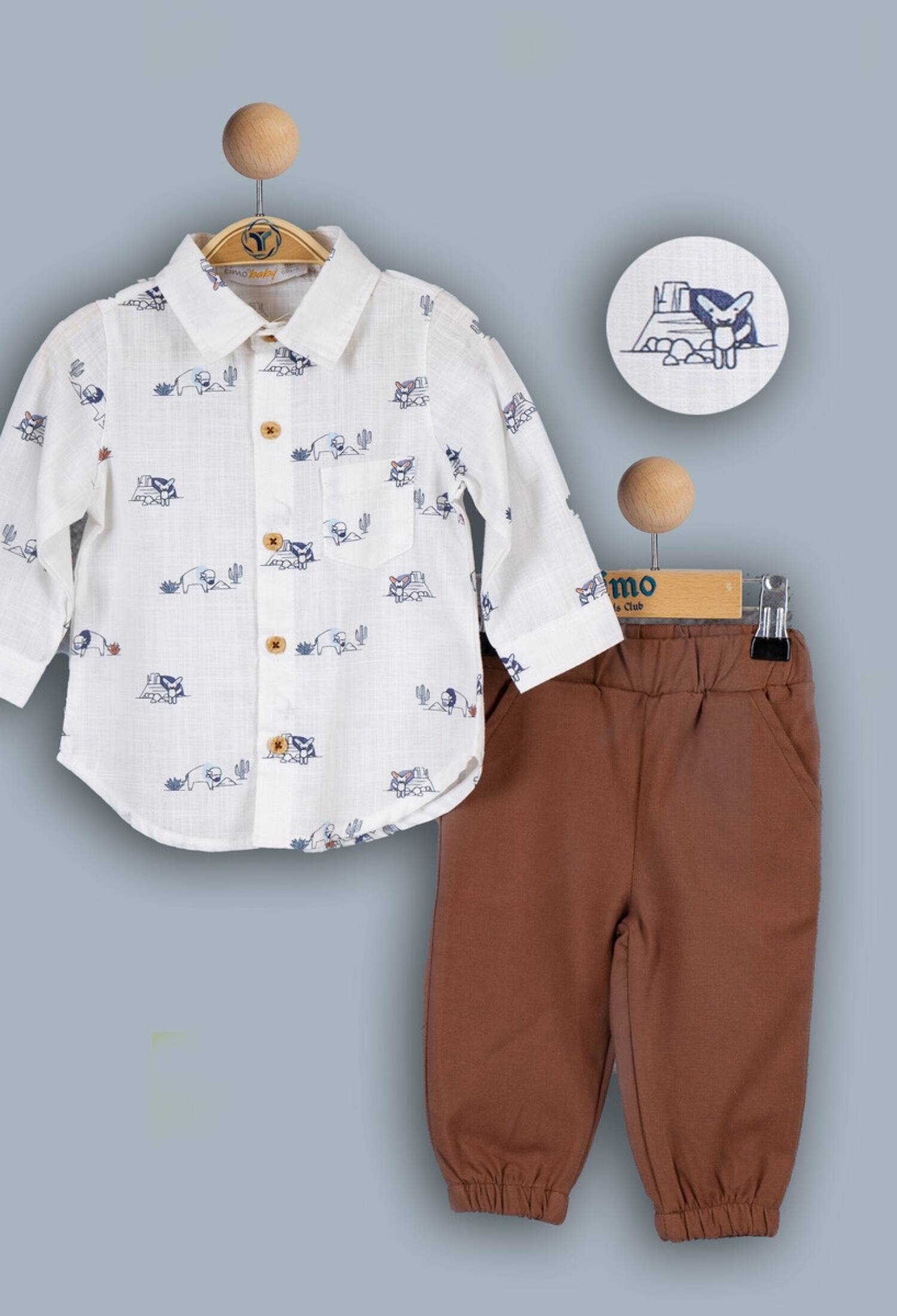 Toptan Erkek Bebek 2'li Gömlek ve Pantolon Takım 6-24M 1018-TE4DT042243011 - 1018-TE4DT042243011 - Brand: Timo - Kids & Bby Clothes From Peralane Kids Turkey