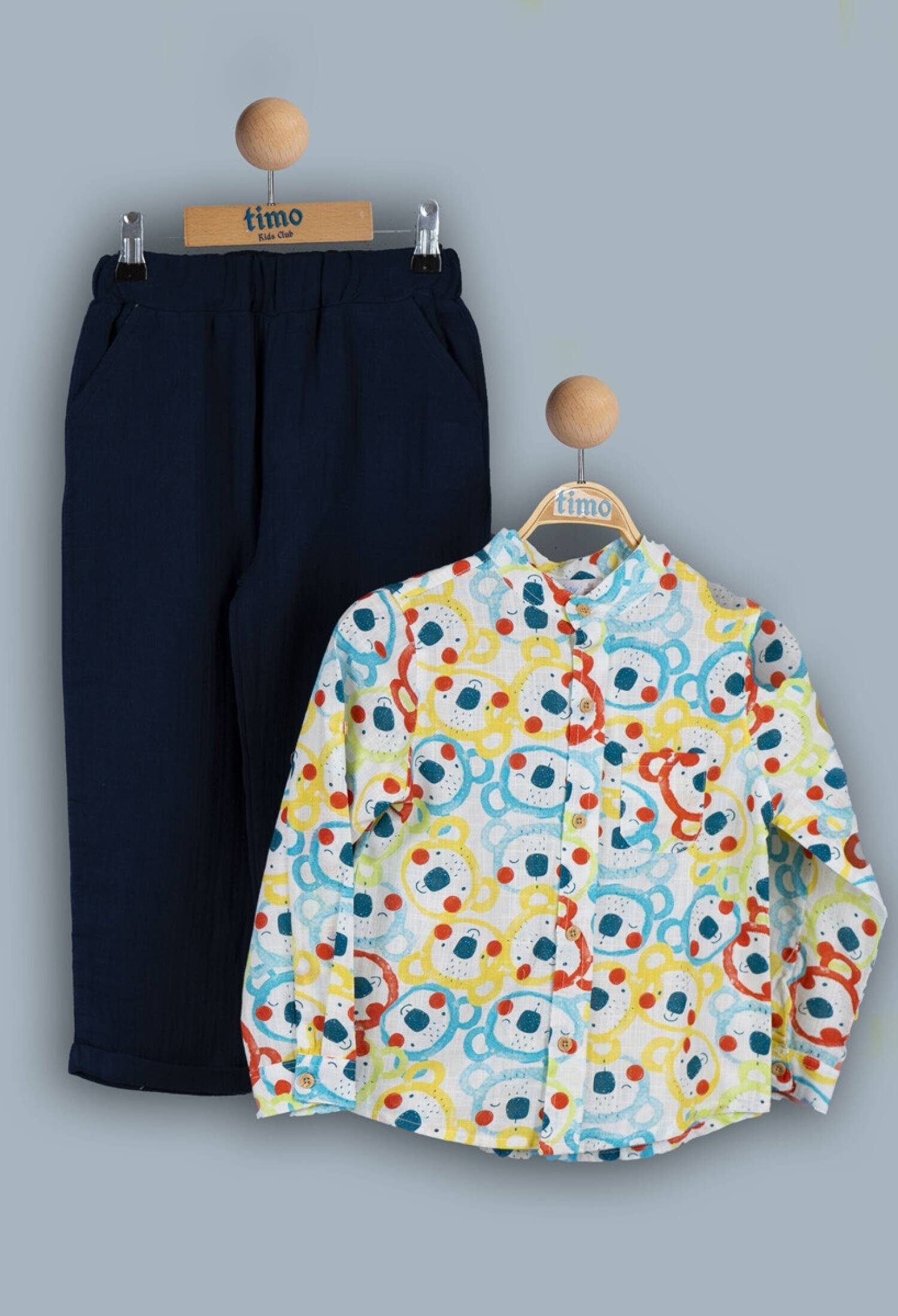 Toptan Erkek Bebek 2'li Gömlek ve Pantolon Takımı 6-24M 1018-TE4DT042243051 - 1018-TE4DT042243051 - Brand: Timo - Kids & Bby Clothes From Peralane Kids Turkey