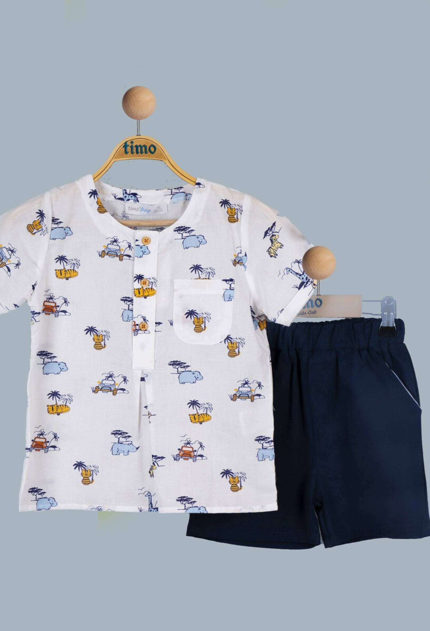 Toptan Erkek Bebek 2'li Gömlek ve Şort Takım 6-24M 1018-TE4DT042241611 - 1018-TE4DT042241611 - Brand: Timo - Kids & Bby Clothes From Peralane Kids Turkey