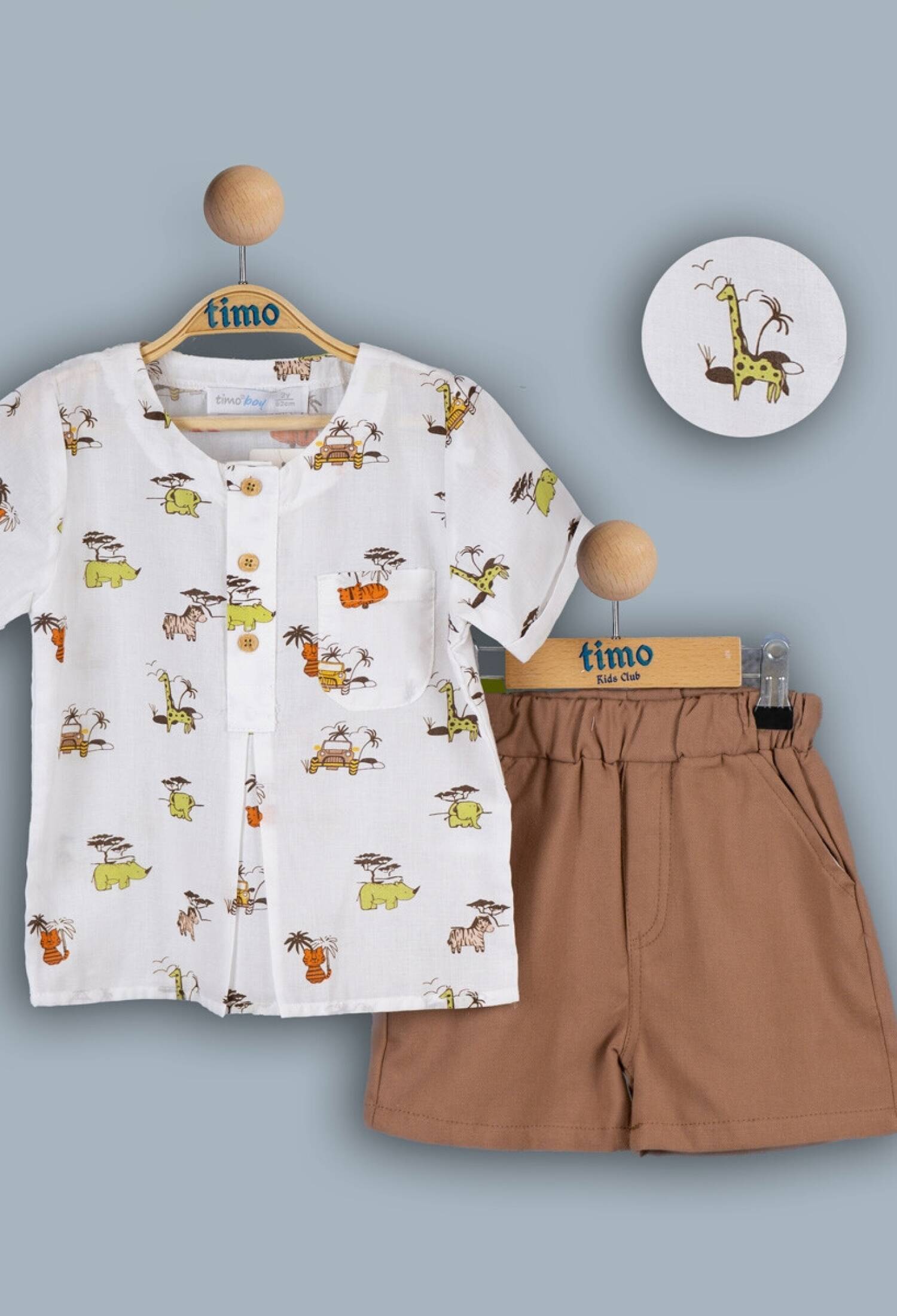Toptan Erkek Bebek 2'li Gömlek ve Şort Takım 6-24M 1018-TE4DT042241611 - 1018-TE4DT042241611 - Brand: Timo - Kids & Bby Clothes From Peralane Kids Turkey