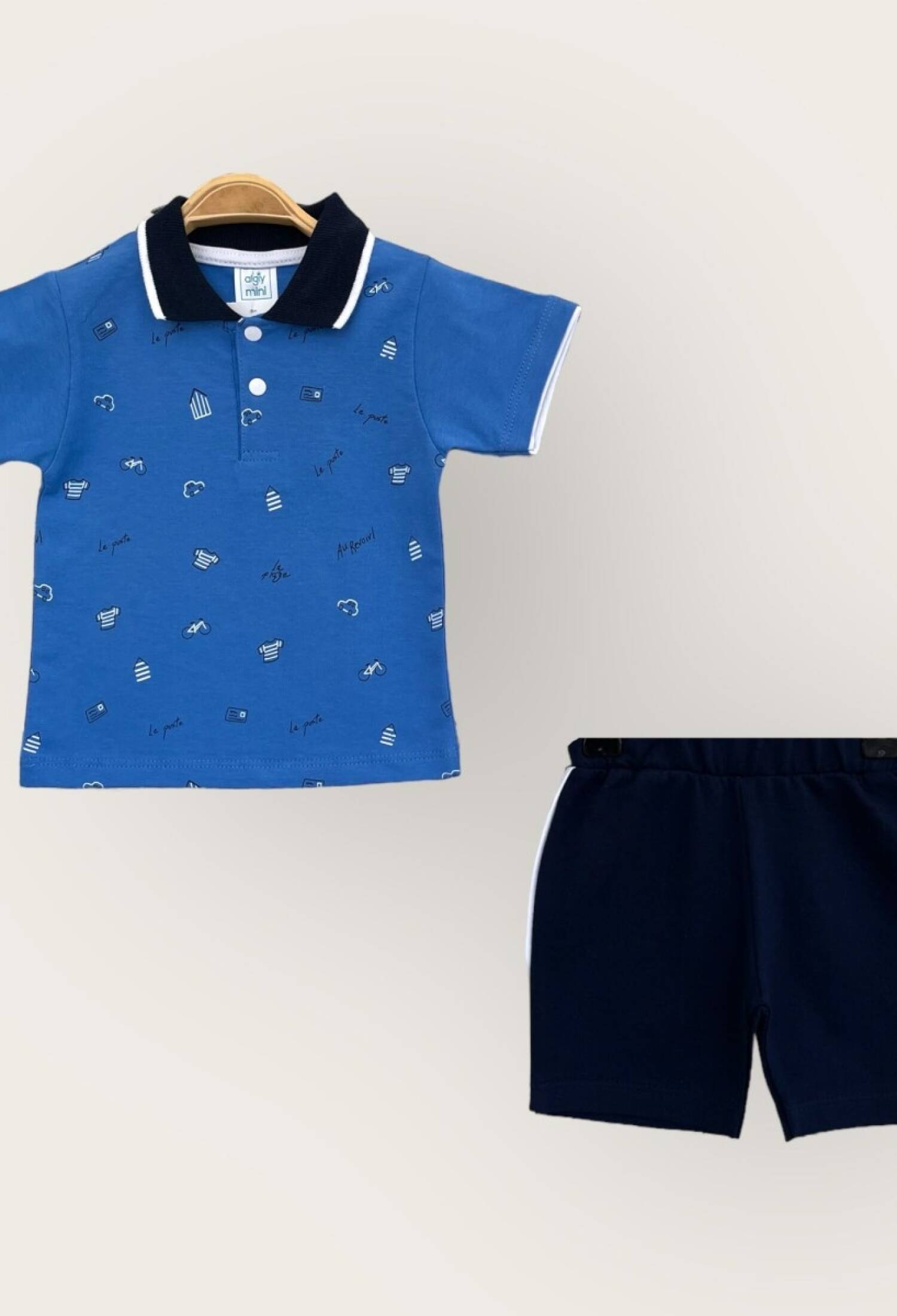 Toptan Erkek Bebek 2'li Polo Yaka T-Shirt ve Şort Takım 6-18M 2047-3550TK - 2047-3550TK - Brand: Algiy Mini - Kids & Bby Clothes From Peralane Kids Turkey