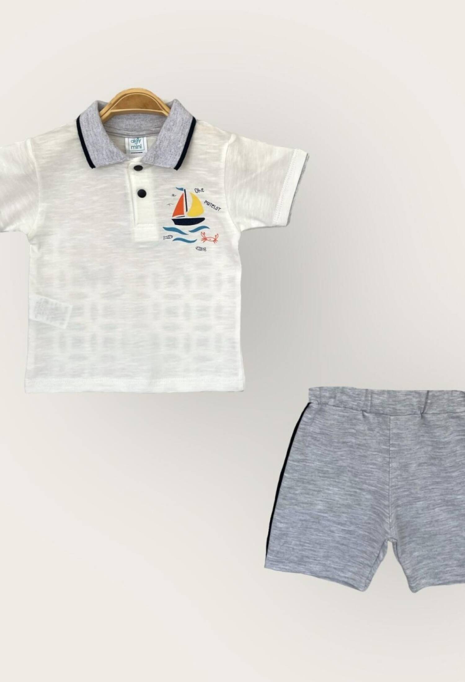 Toptan Erkek Bebek 2'li Polo Yaka Tişört ve Şort Takım 1-4Y 2047-3551TK - 2047-3551TK - Brand: Algiy Mini - Kids & Bby Clothes From Peralane Kids Turkey