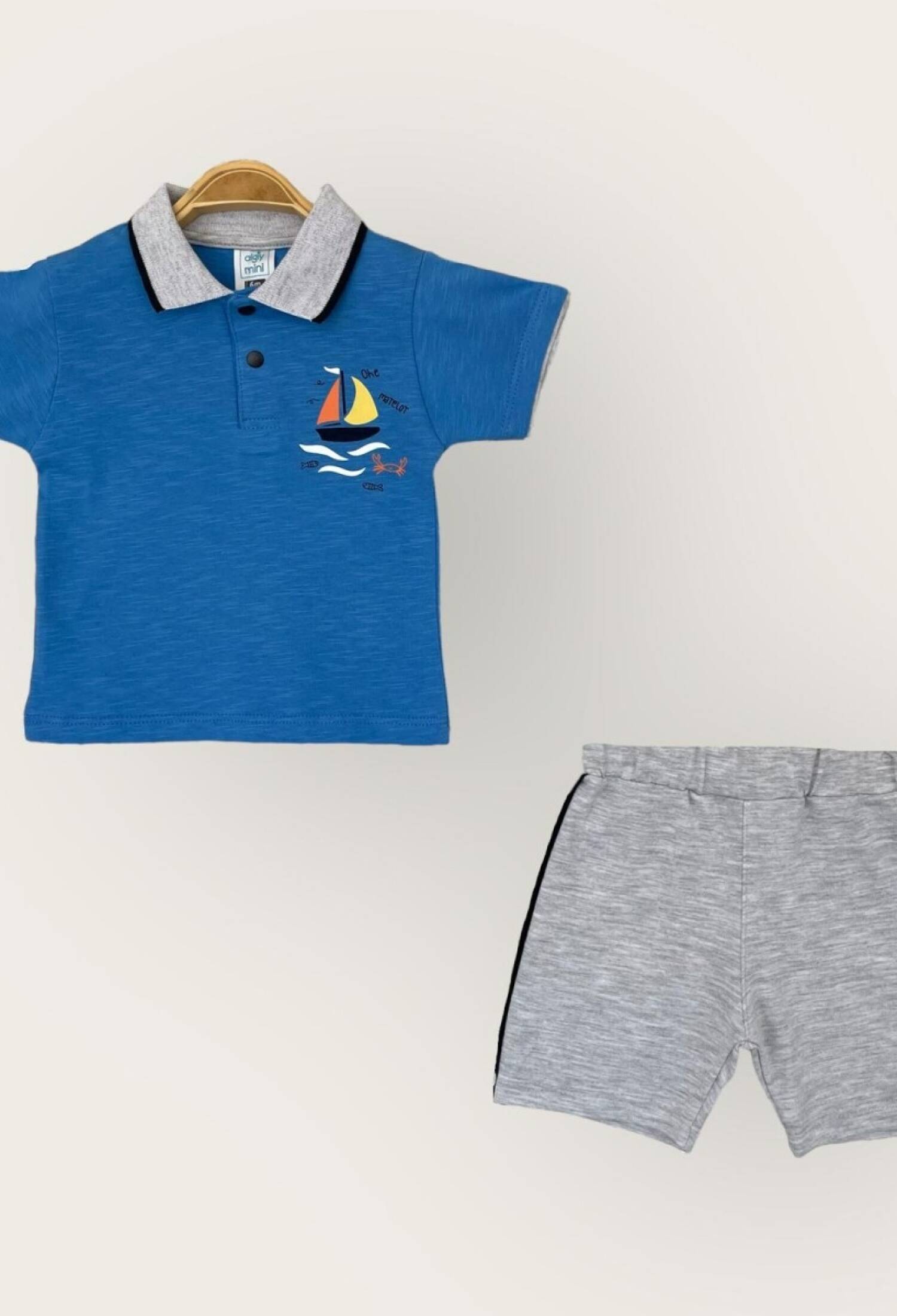 Toptan Erkek Bebek 2'li Polo Yaka Tişört ve Şort Takım 1-4Y 2047-3551TK - 2047-3551TK - Brand: Algiy Mini - Kids & Bby Clothes From Peralane Kids Turkey