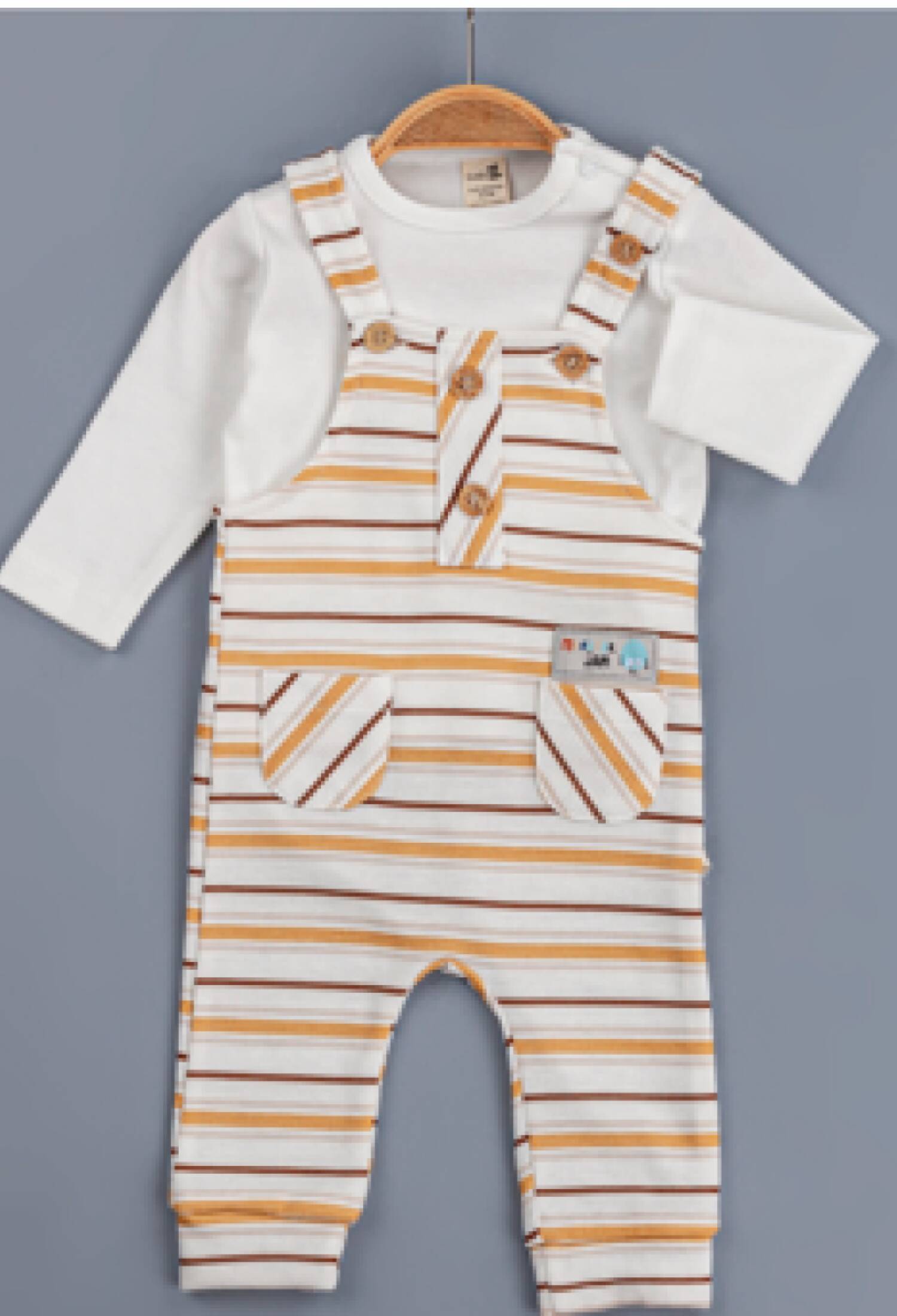 Toptan Erkek Bebek 2'li Tulum ve Uzun Kollu Tişört Takım 3-12M 1097-4221 - 1097-4221 - Brand: BabyZ - Kids & Bby Clothes From Peralane Kids Turkey