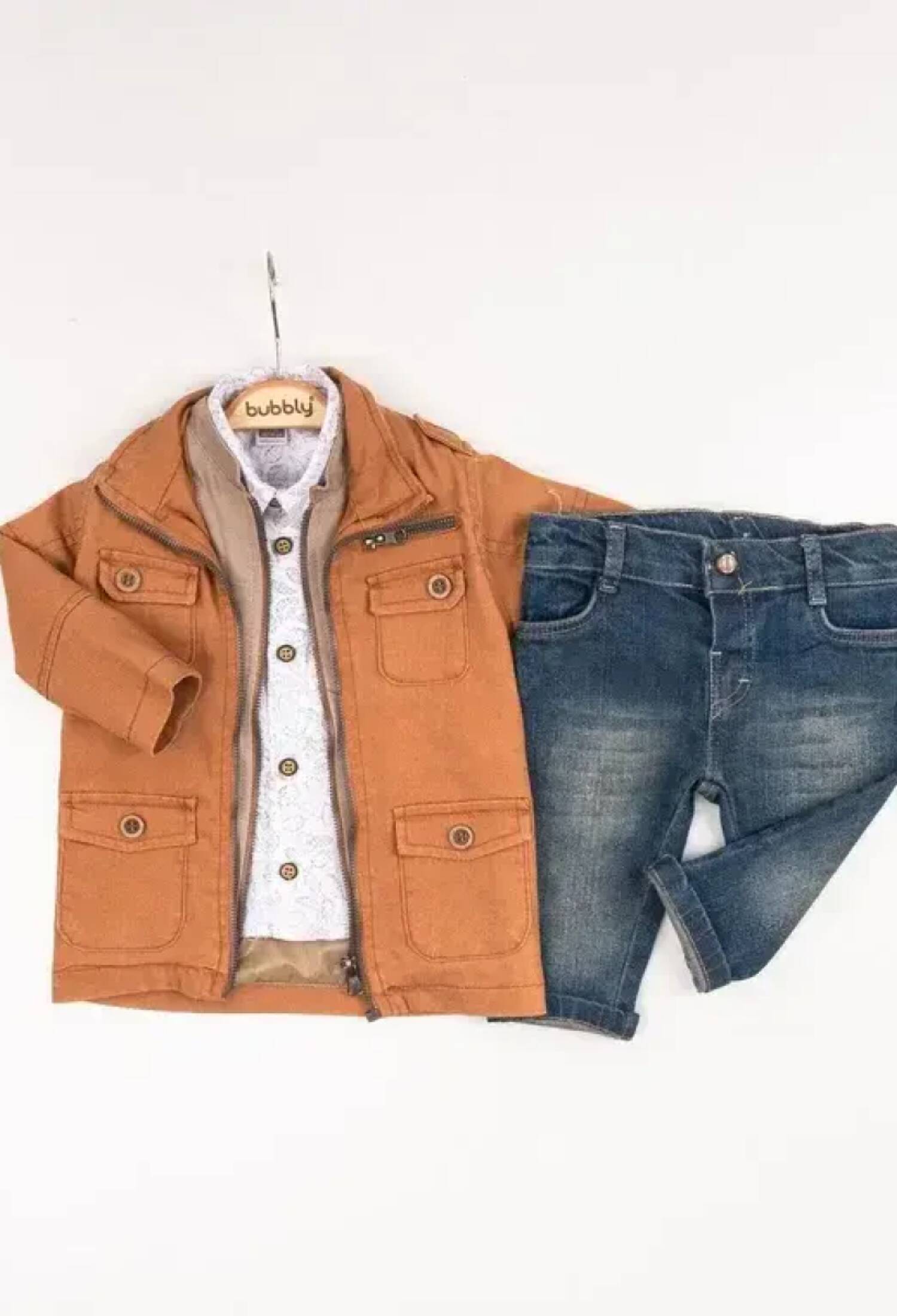 Toptan Erkek Bebek 3'lü Ceket, Gömlek ve Kot Pantolon Takım 6-24M 2035-370 - 2035-370 - Brand: Bubbly - Kids & Bby Clothes From Peralane Kids Turkey