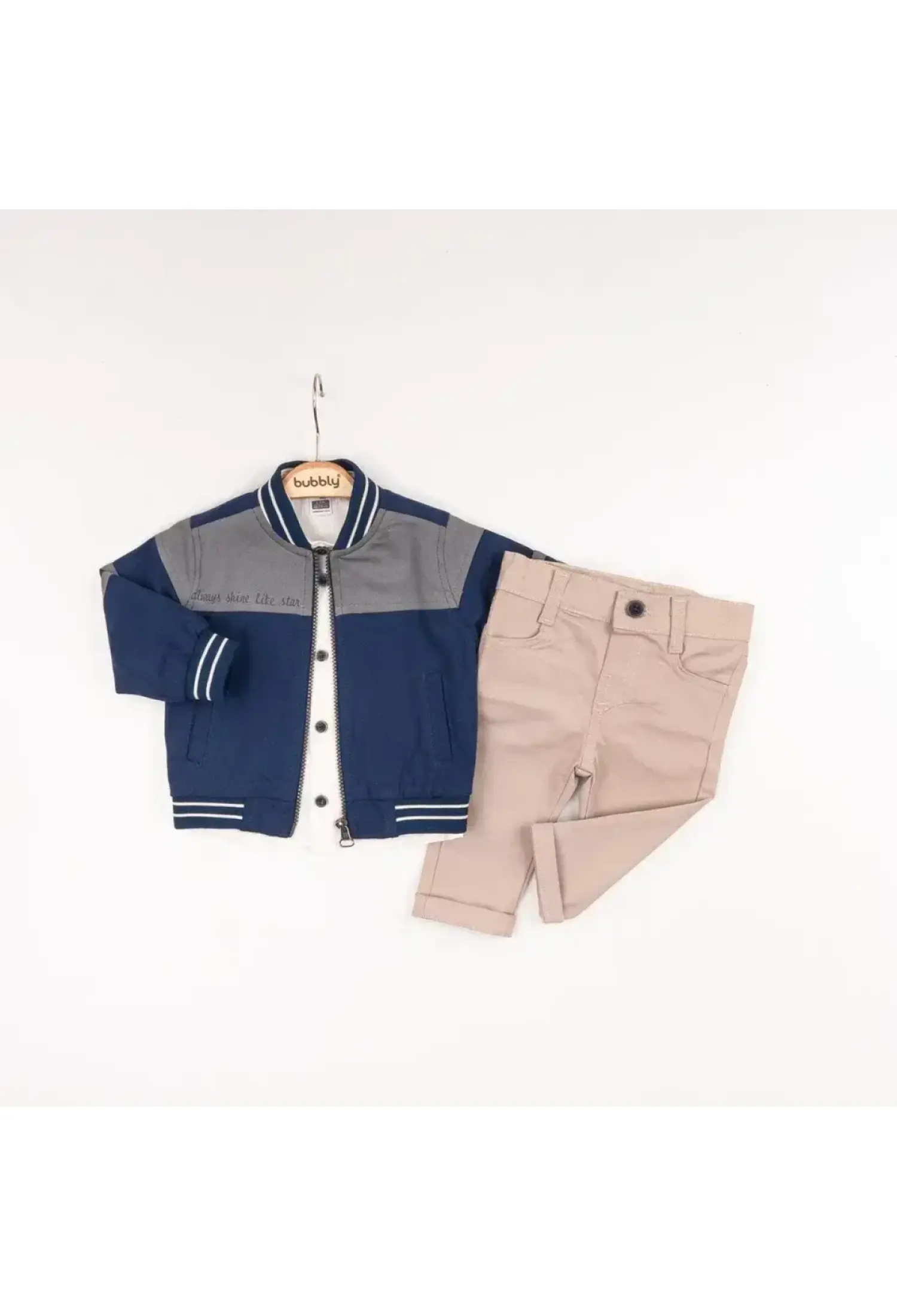 Toptan Erkek Bebek 3'lü Ceket, Gömlek ve Pantolon Takım 6-24M 2035-389 - 2035-389 - Brand: Bubbly - Kids & Bby Clothes From Peralane Kids Turkey