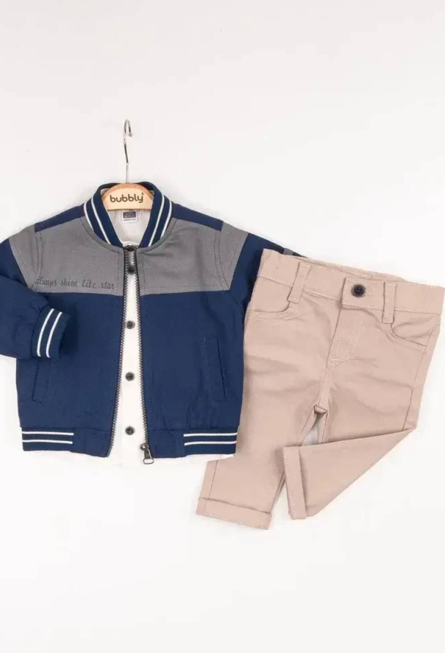 Toptan Erkek Bebek 3'lü Ceket, Gömlek ve Pantolon Takım 6-24M 2035-389 - 2035-389 - Brand: Bubbly - Kids & Bby Clothes From Peralane Kids Turkey