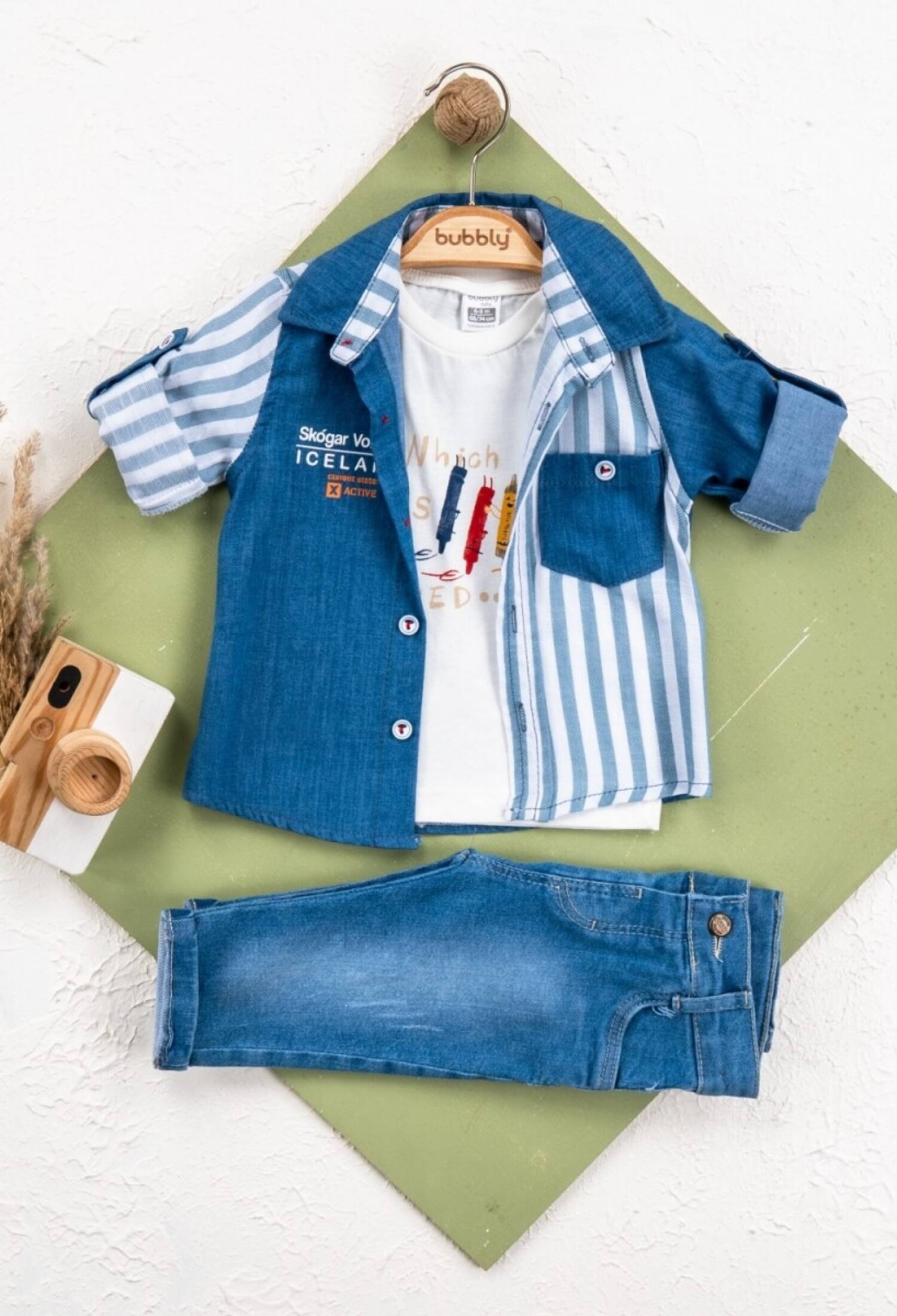 Toptan Erkek Bebek 3'lü Ceket, Pantolon ve Tişört Takımı 6-24M 2035-453 - 2035-453 - Brand: Bubbly - Kids & Bby Clothes From Peralane Kids Turkey