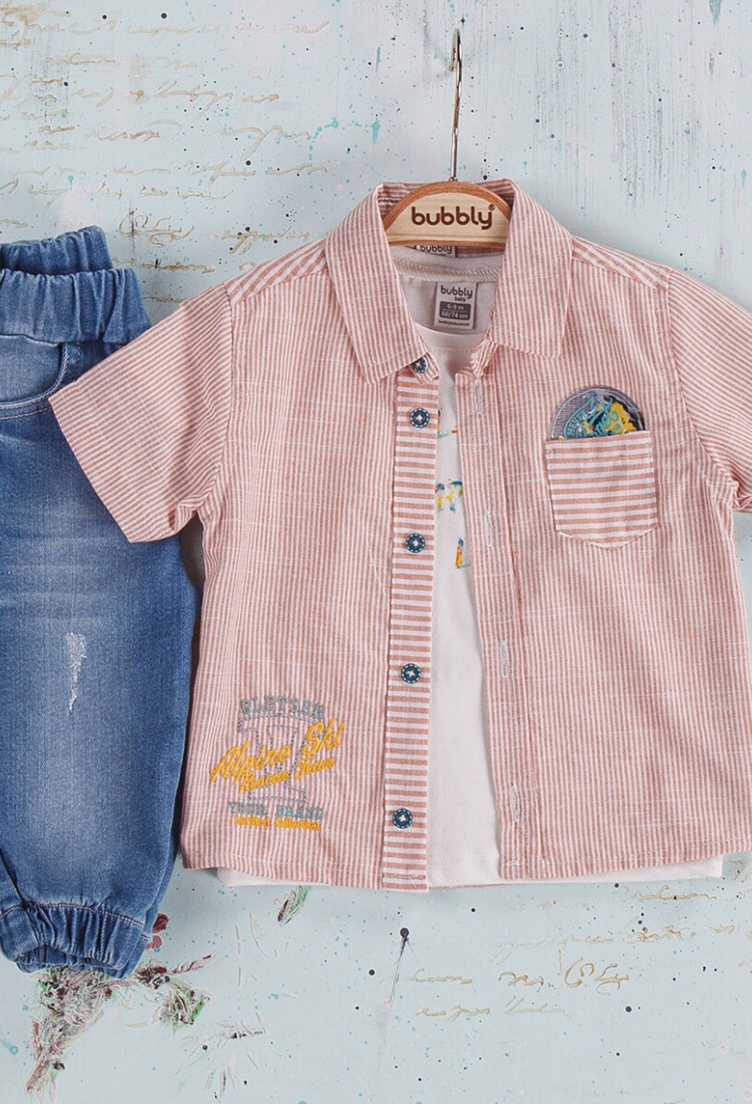 Toptan Erkek Bebek 3'lü Pantolon, Gömlek ve T-shirt Takımı 6-24M 2035-417 - 2035-417 - Brand: Bubbly - Kids & Bby Clothes From Peralane Kids Turkey