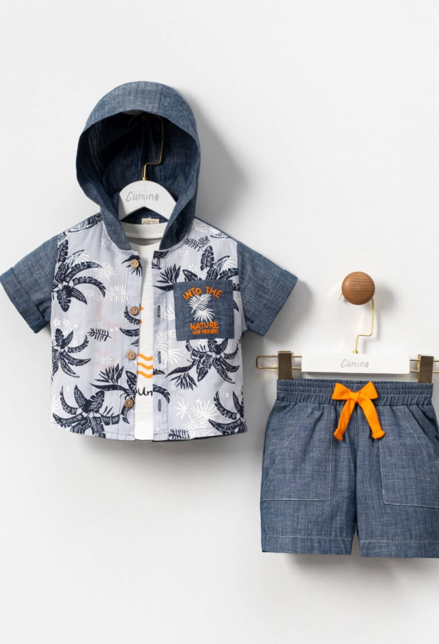 Toptan Erkek Bebek 3'lü Tişört, Gömlek ve Şort Takımı 9-24M 1014-CMN3523 - 1014-CMN3523 - Brand: Cumino - Kids & Bby Clothes From Peralane Kids Turkey