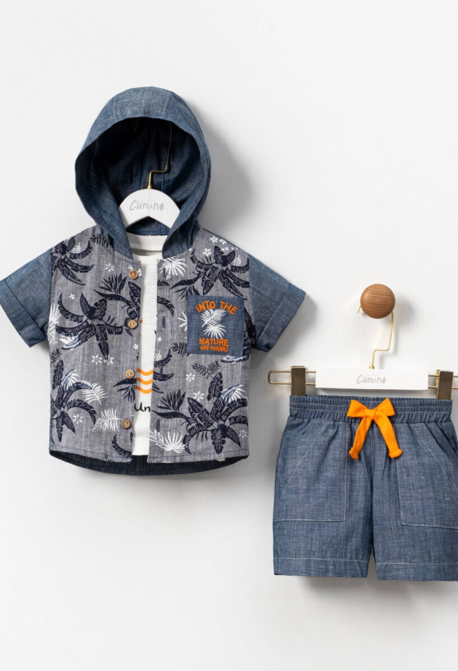 Toptan Erkek Bebek 3'lü Tişört, Gömlek ve Şort Takımı 9-24M 1014-CMN3523 - 1014-CMN3523 - Brand: Cumino - Kids & Bby Clothes From Peralane Kids Turkey