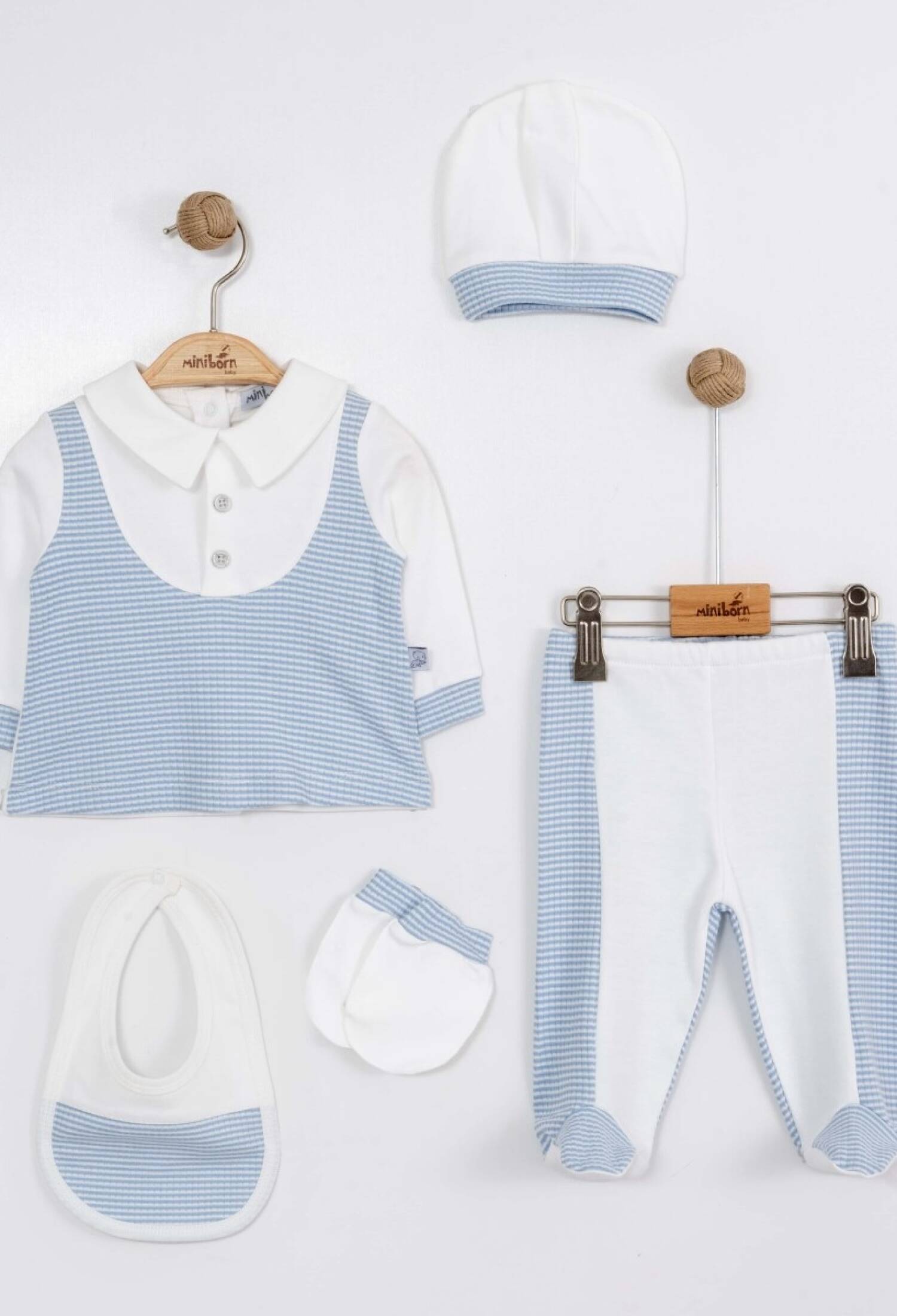 Toptan Erkek Bebek 5'li Yenidoğan Takım 0-6M 2019-5045 - 2019-5045 - Brand: Miniborn - Kids & Bby Clothes From Peralane Kids Turkey