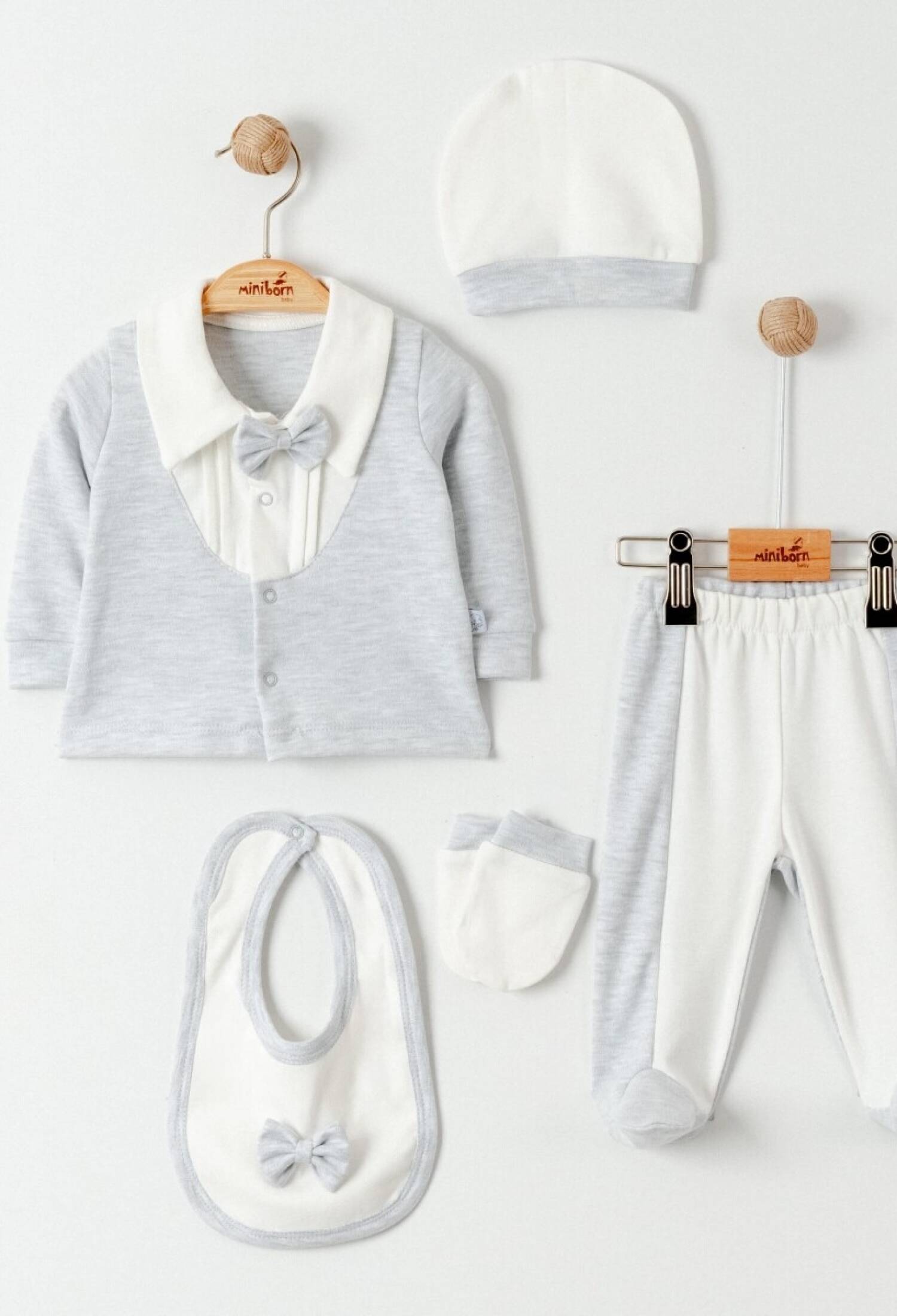 Toptan Erkek Bebek 5'li Yenidoğan Takım 0-6M 2019-5157 - 2019-5157 - Brand: Miniborn - Kids & Bby Clothes From Peralane Kids Turkey