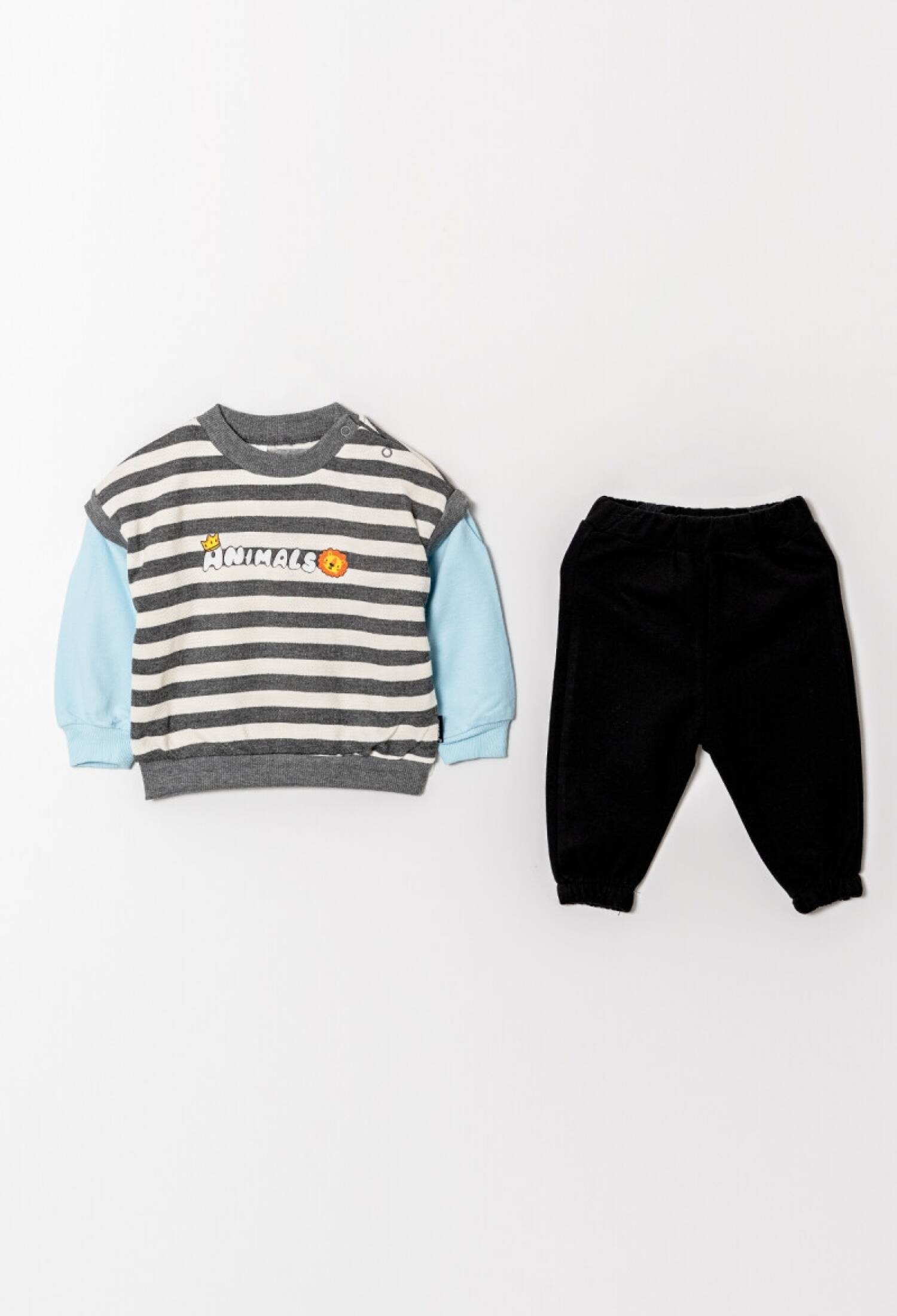 Toptan Erkek Bebek Çizgili Eşofman Takımı 6-18M 1099-0827 - 1099-0827 - Brand: Tuffy - Kids & Bby Clothes From Peralane Kids Turkey