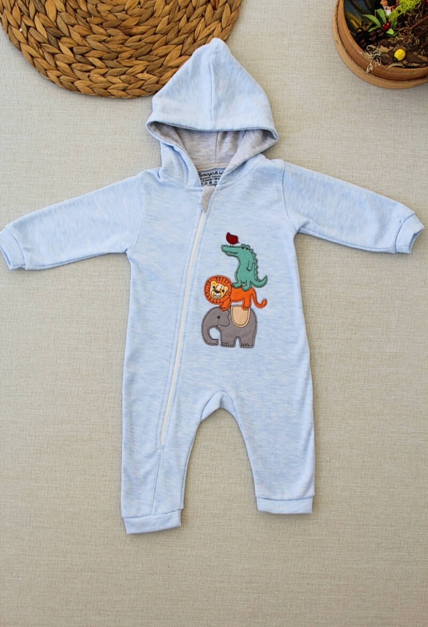 Toptan Erkek Bebek Kapşonlu Tulum 0-3M 1074-25275 - 1074-25275 - Brand: Tomuycuk - Kids & Bby Clothes From Peralane Kids Turkey