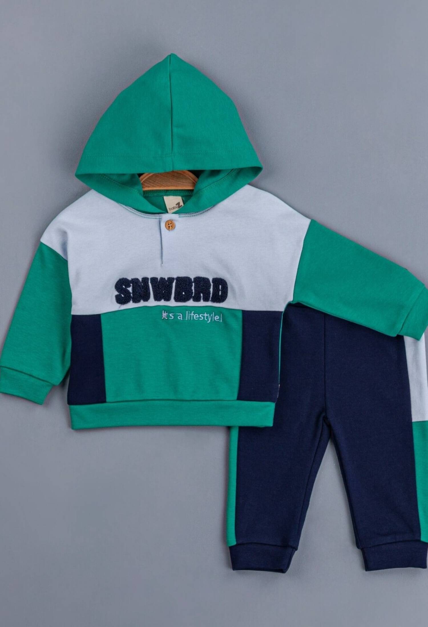 Toptan Erkek Bebek Kapüşonlu Eşofman Takımı 6-24M 1097-4741 - 1097-4741 - Brand: BabyZ - Kids & Bby Clothes From Peralane Kids Turkey