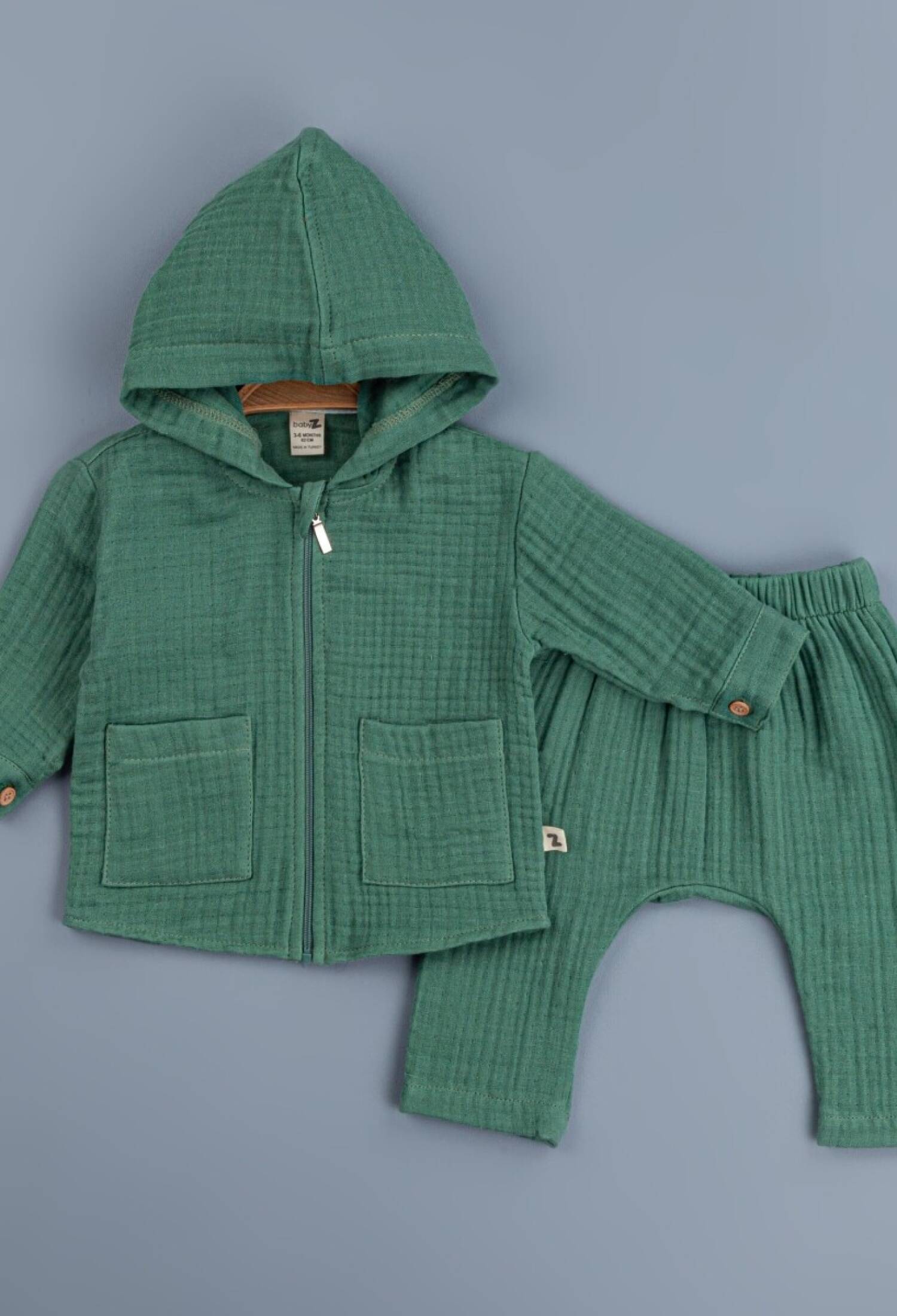 Toptan Erkek Bebek Kapüşonlu Müslin Hırkalı 2'li Takım 6-24M 1097-4734 - 1097-4734 - Brand: BabyZ - Kids & Bby Clothes From Peralane Kids Turkey