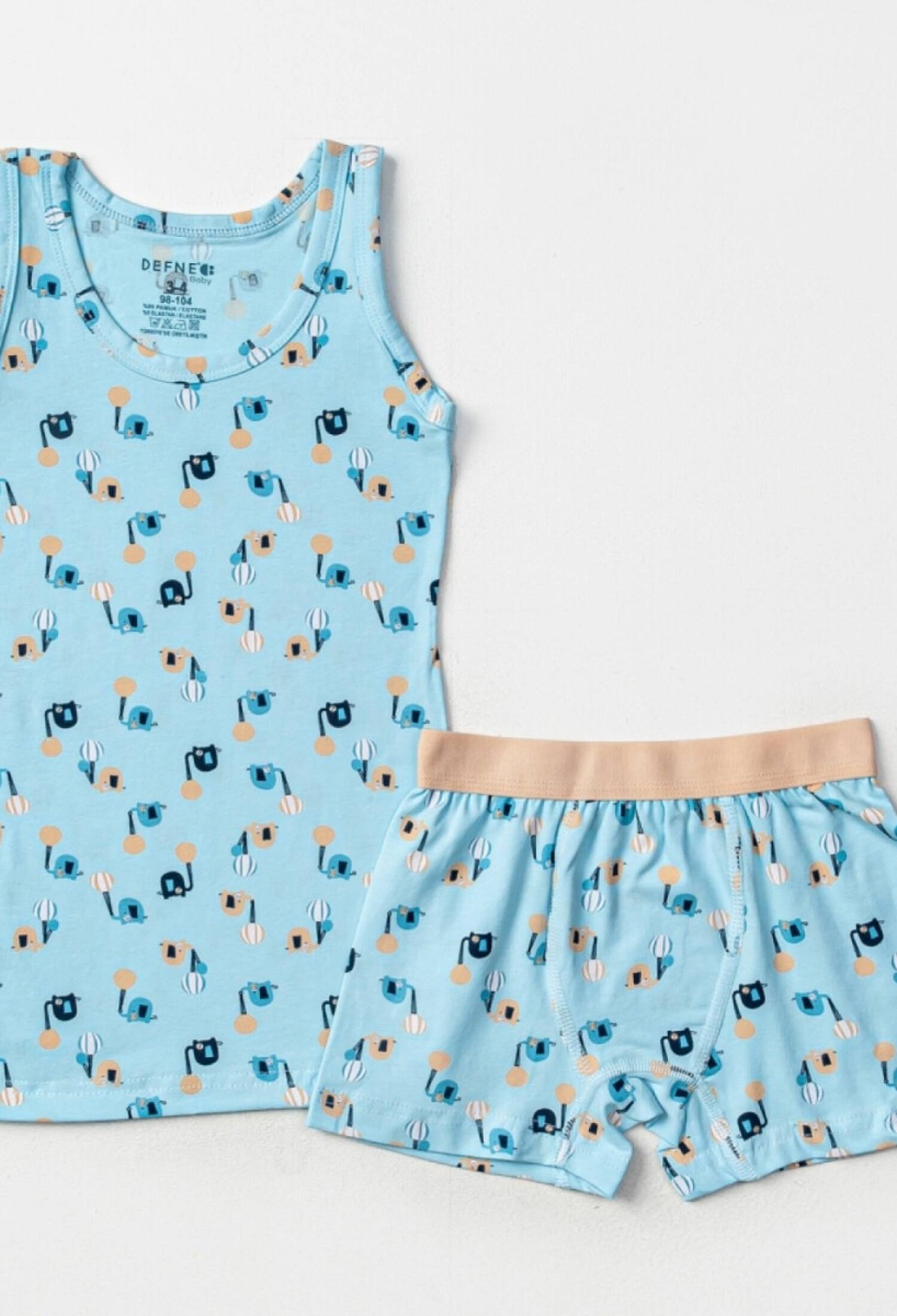 Toptan Erkek Çocuk 2'li Atlet ve Boxer Set 2-10Y 1064-DFN-TK020-23 - 1064-DFN-TK020-23 - Brand: Defne - Kids & Bby Clothes From Peralane Kids Turkey