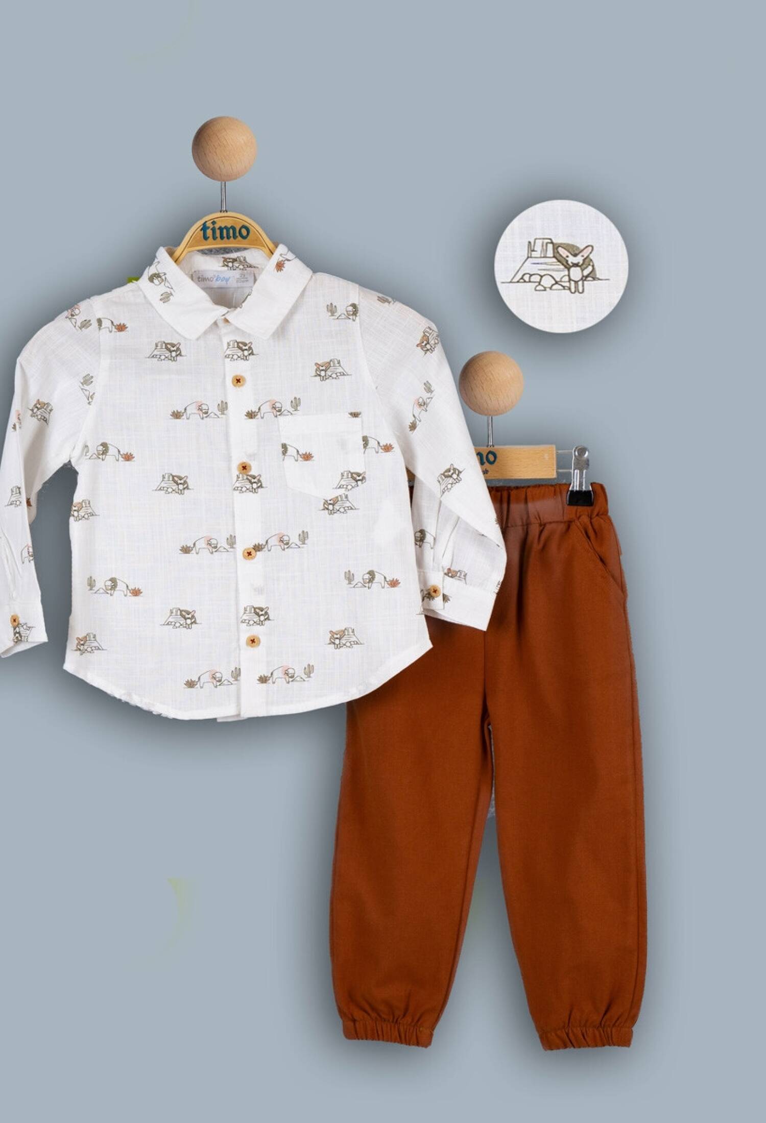 Toptan Erkek Çocuk 2'li Gömlek ve Pantolon Takım 2-5Y 1018-TE4DT042243012 - 1018-TE4DT042243012 - Brand: Timo - Kids & Bby Clothes From Peralane Kids Turkey