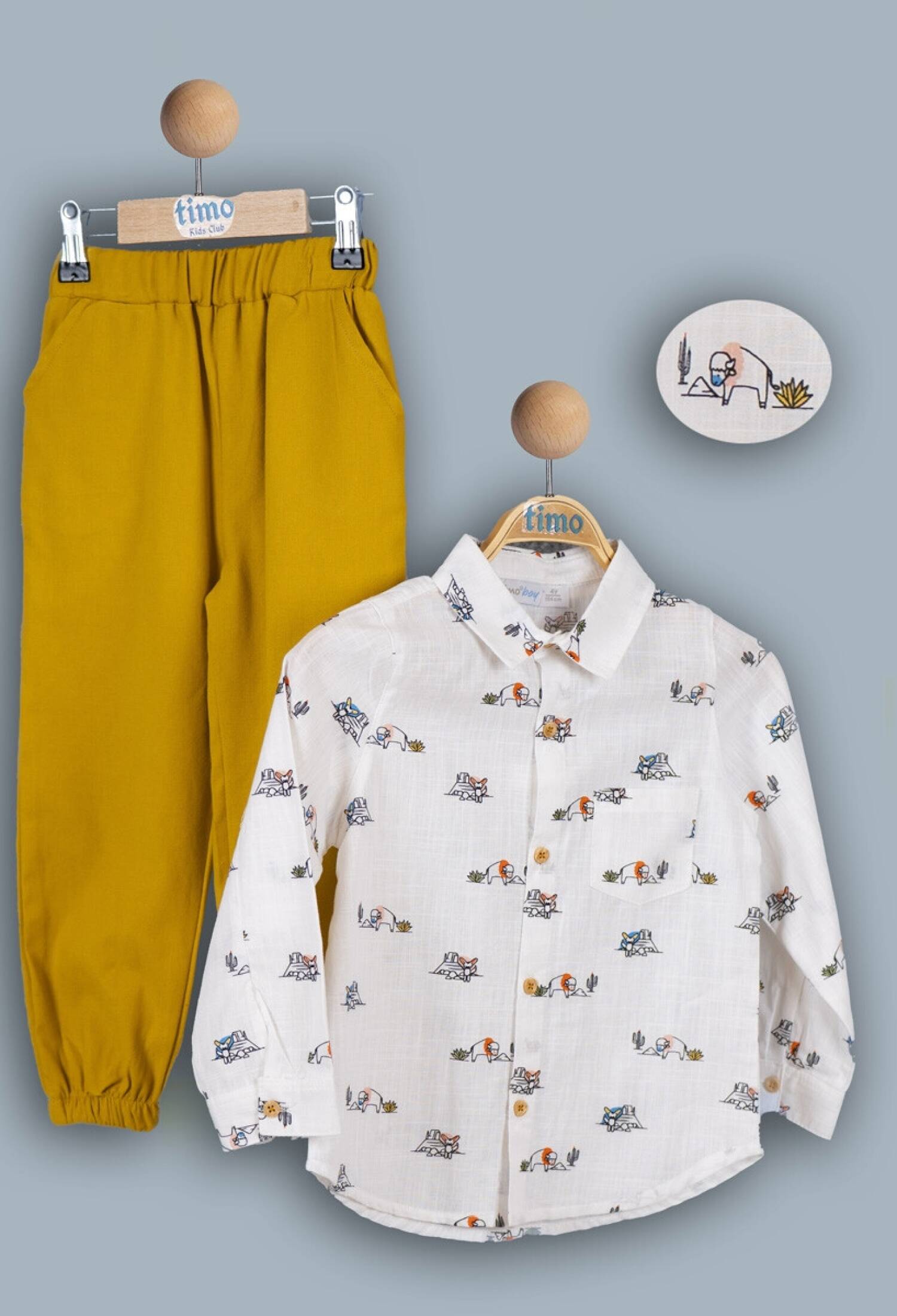 Toptan Erkek Çocuk 2'li Gömlek ve Pantolon Takım 2-5Y 1018-TE4DT042243012 - 1018-TE4DT042243012 - Brand: Timo - Kids & Bby Clothes From Peralane Kids Turkey