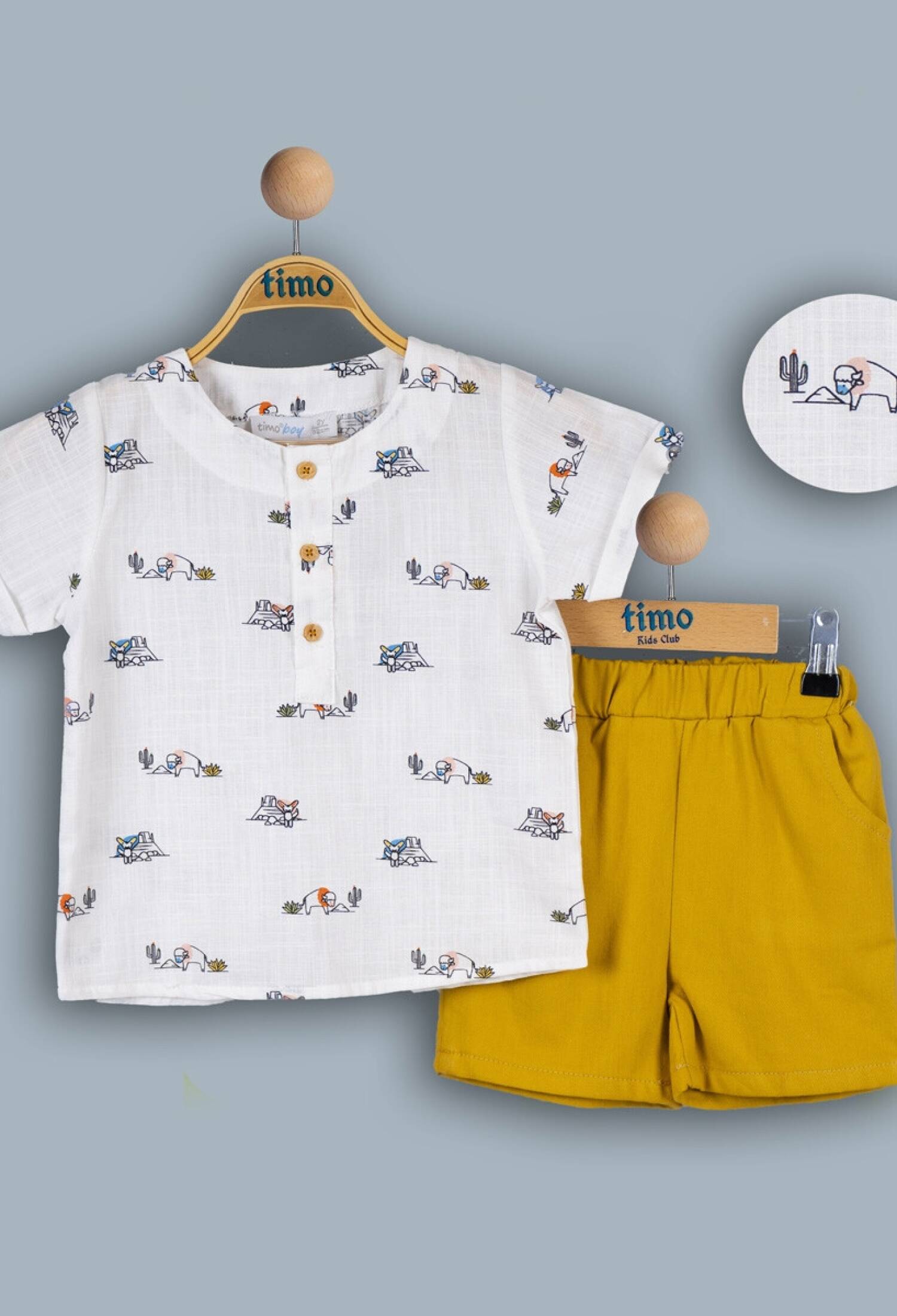 Toptan Erkek Çocuk 2'li Gömlek ve Şort Takımı 2-5Y 1018-TE4DT202242052 - 1018-TE4DT202242052 - Brand: Timo - Kids & Bby Clothes From Peralane Kids Turkey