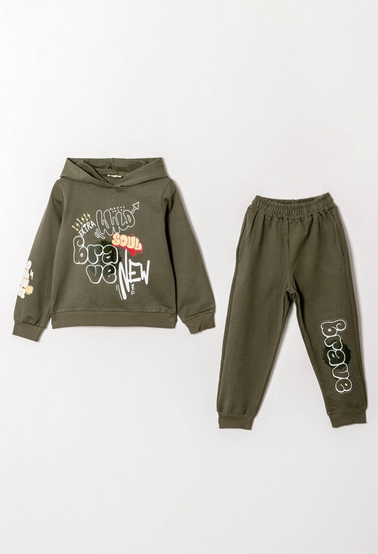 Toptan Erkek Çocuk Baskılı Kapüşonlu Sweatshirt ve Pantolon 6-9Y 1099-0902 - 1099-0902 - Brand: Tuffy - Kids & Bby Clothes From Peralane Kids Turkey