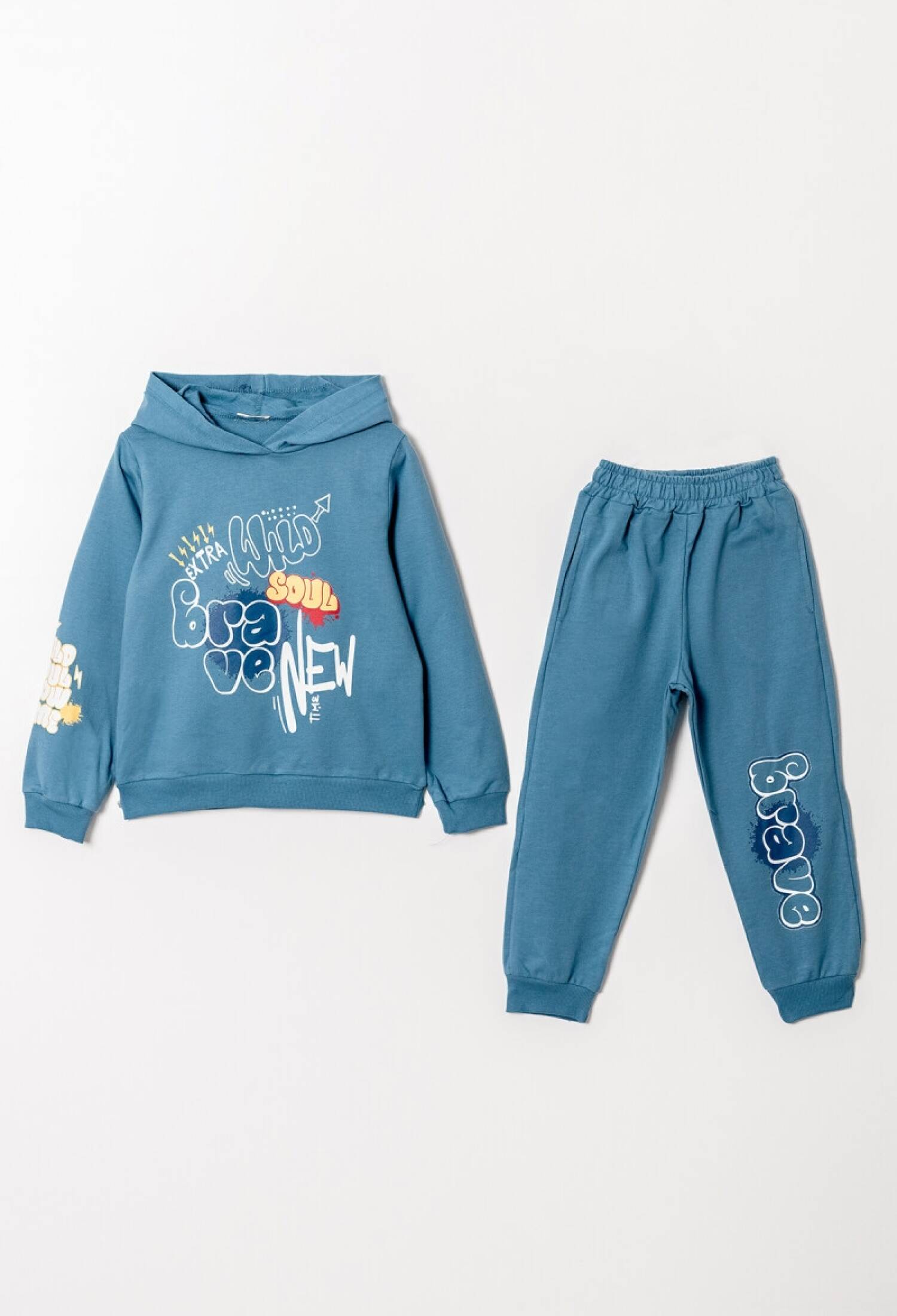Toptan Erkek Çocuk Baskılı Kapüşonlu Sweatshirt ve Pantolon 6-9Y 1099-0902 - 1099-0902 - Brand: Tuffy - Kids & Bby Clothes From Peralane Kids Turkey