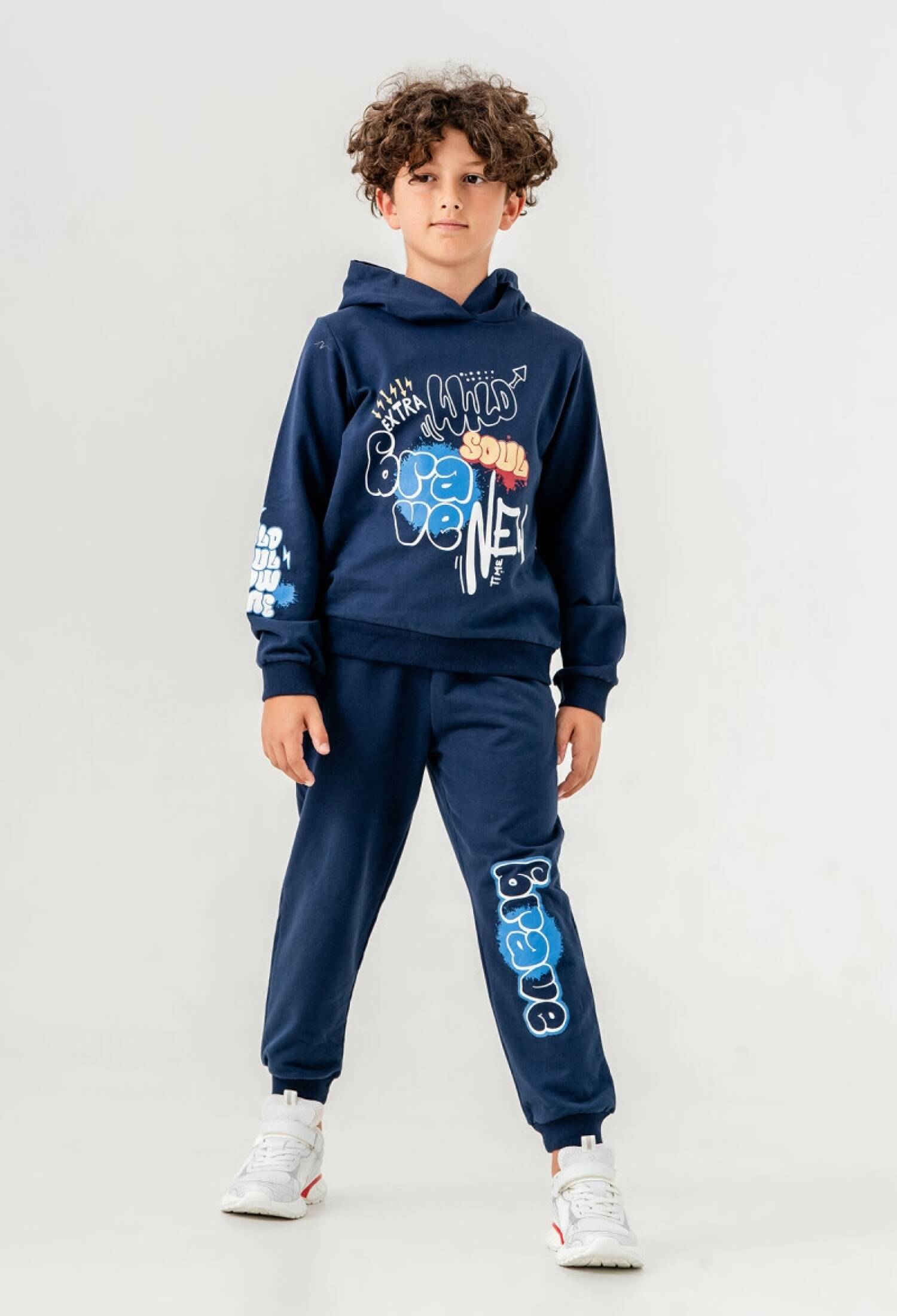 Toptan Erkek Çocuk Baskılı Kapüşonlu Sweatshirt ve Pantolon 6-9Y 1099-0902 - 1099-0902 - Brand: Tuffy - Kids & Bby Clothes From Peralane Kids Turkey