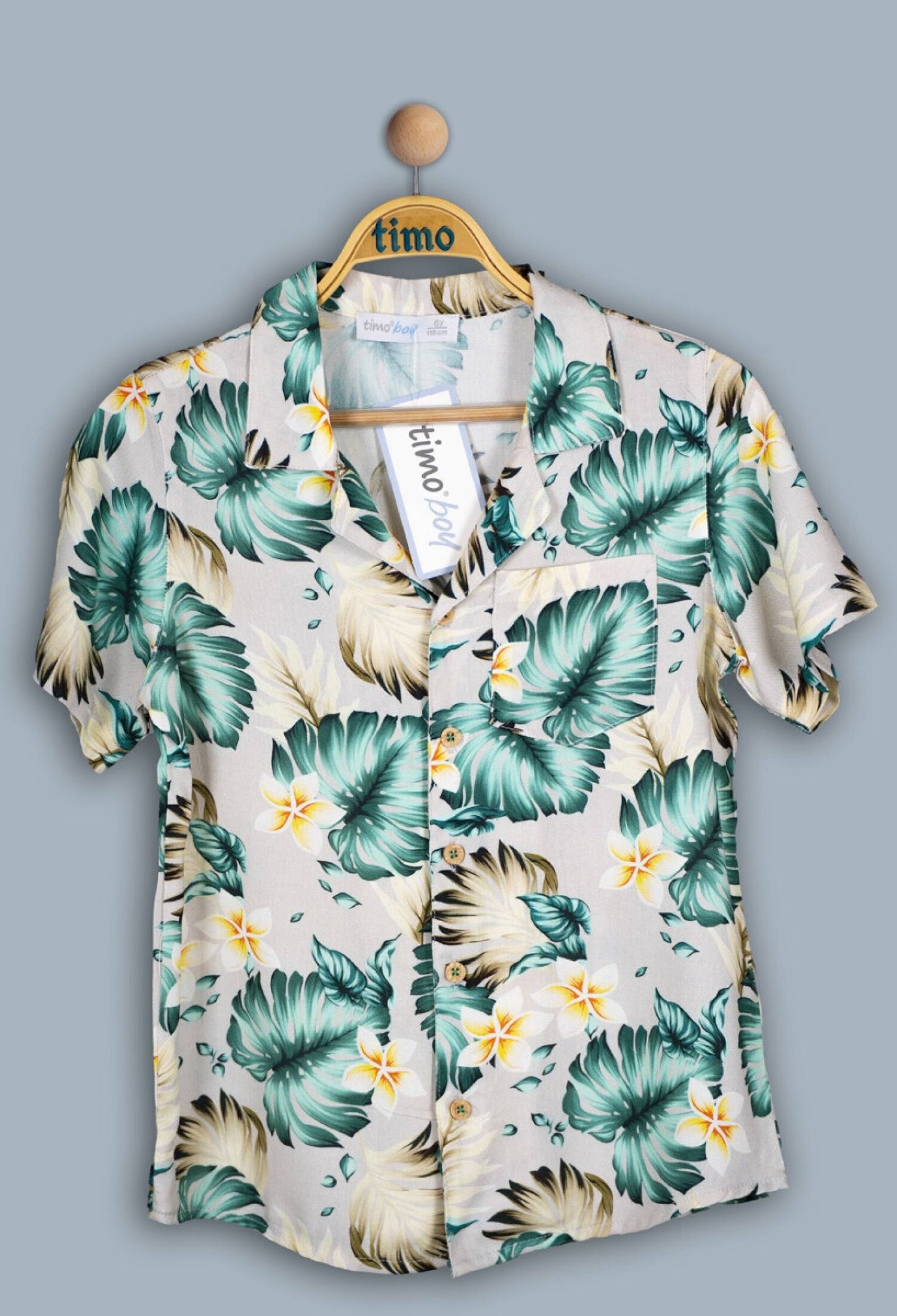 Toptan Erkek Çocuk Tatil Yaka Palmiye Gömlek 6-9Y 1018-TE4DT202242583 - 1018-TE4DT202242583 - Brand: Timo - Kids & Bby Clothes From Peralane Kids Turkey