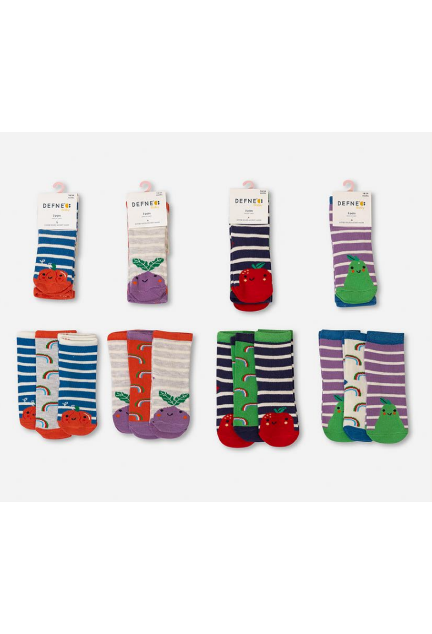 Toptan Kız Bebek 24 Çift Çorap 1064-DFN3-K018-22(12-18) - 1064-DFN3-K018-22(12-18) - Brand: Defne - Kids & Bby Clothes From Peralane Kids Turkey