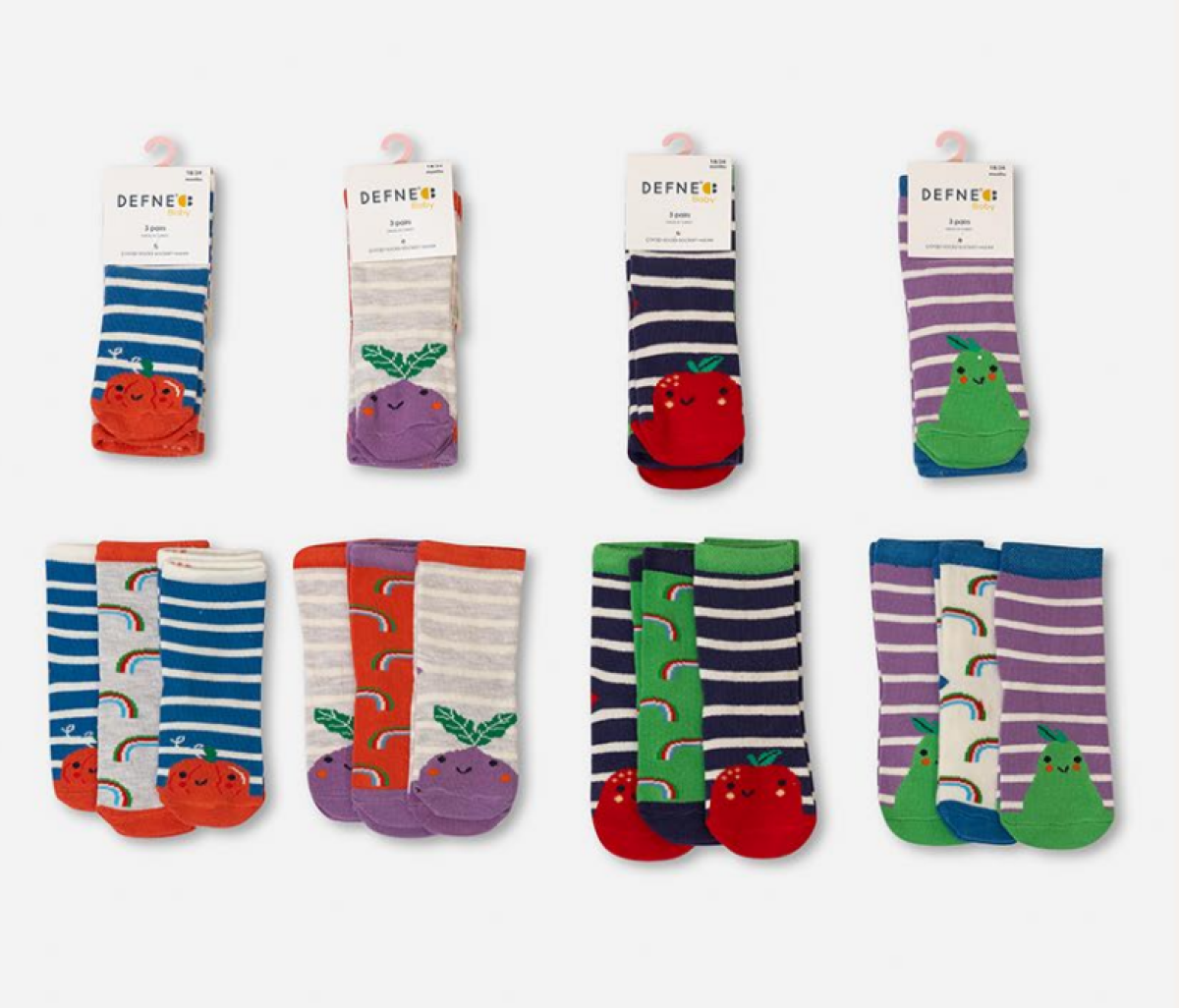 Toptan Kız Bebek 24 Çift Çorap 1064-DFN3-K018-22(18-24) - 1064-DFN3-K018-22(18-24) - Brand: Defne - Kids & Bby Clothes From Peralane Kids Turkey