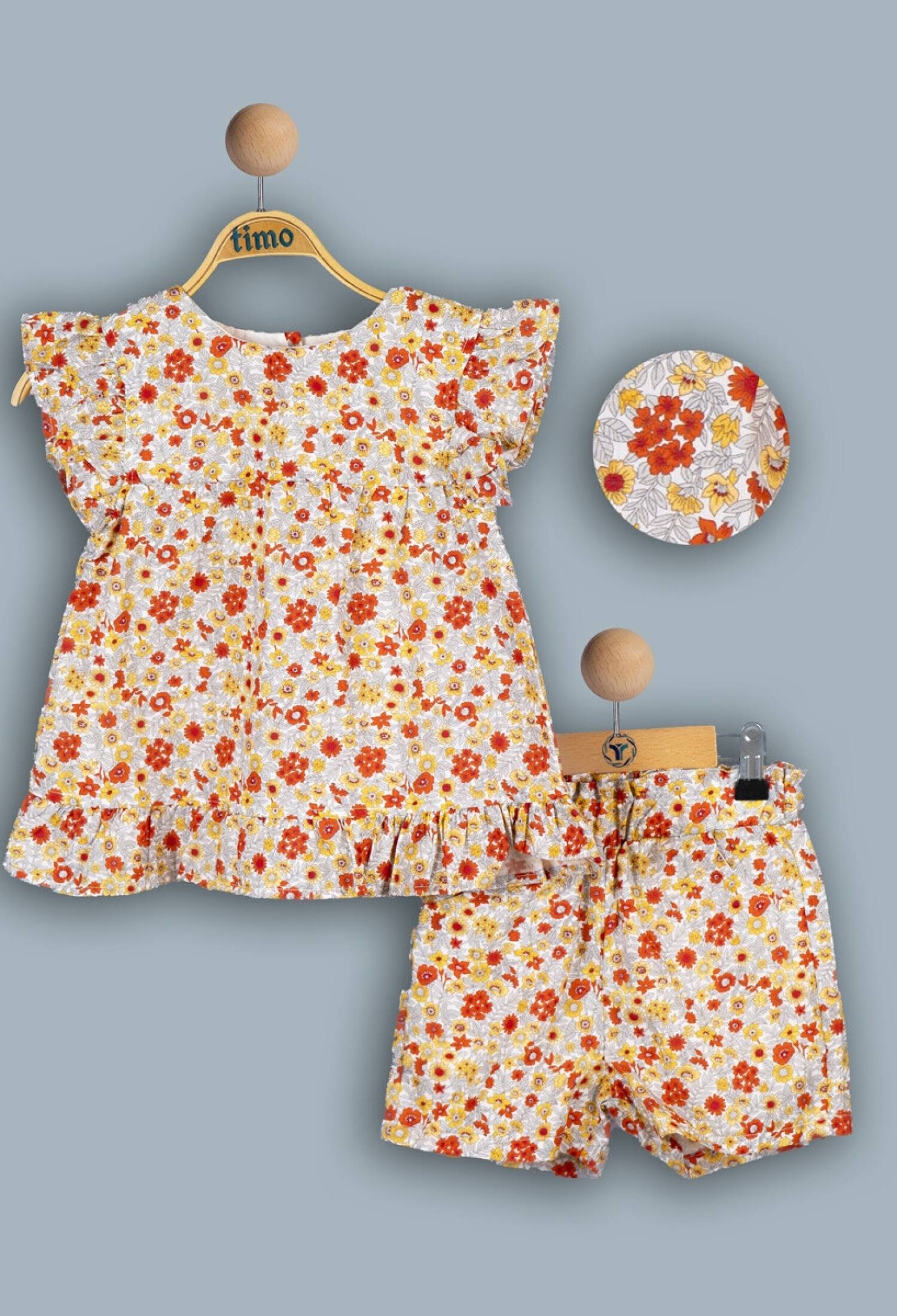 Toptan Kız Bebek 2'li Elbise ve Şort Takımı 6-24M 1018-TK4DT202241971 - 1018-TK4DT202241971 - Brand: Timo - Kids & Bby Clothes From Peralane Kids Turkey