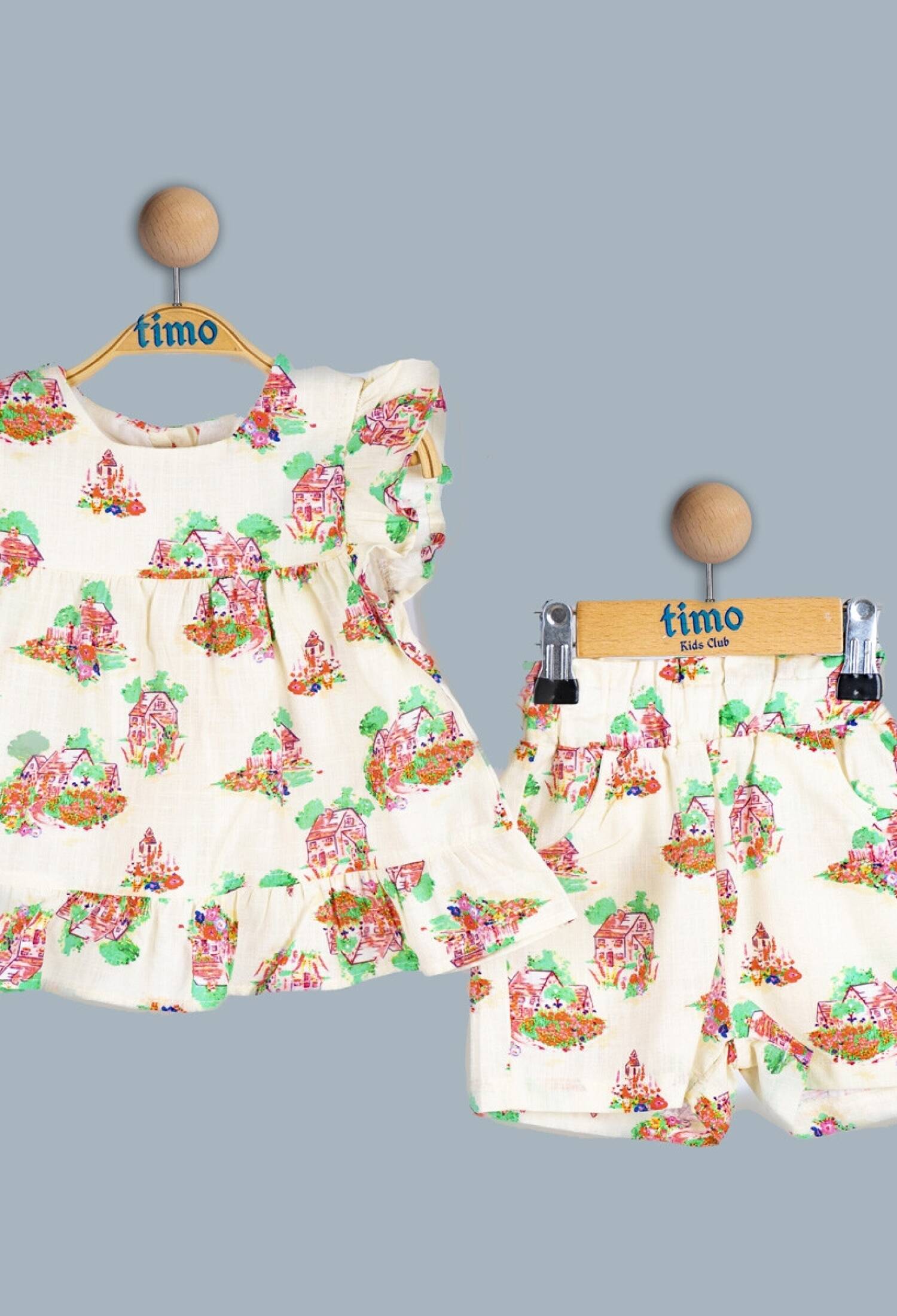 Toptan Kız Bebek 2'li Elbise ve Şort Takımı 6-24M 1018-TK4DT202243721 - 1018-TK4DT202243721 - Brand: Timo - Kids & Bby Clothes From Peralane Kids Turkey