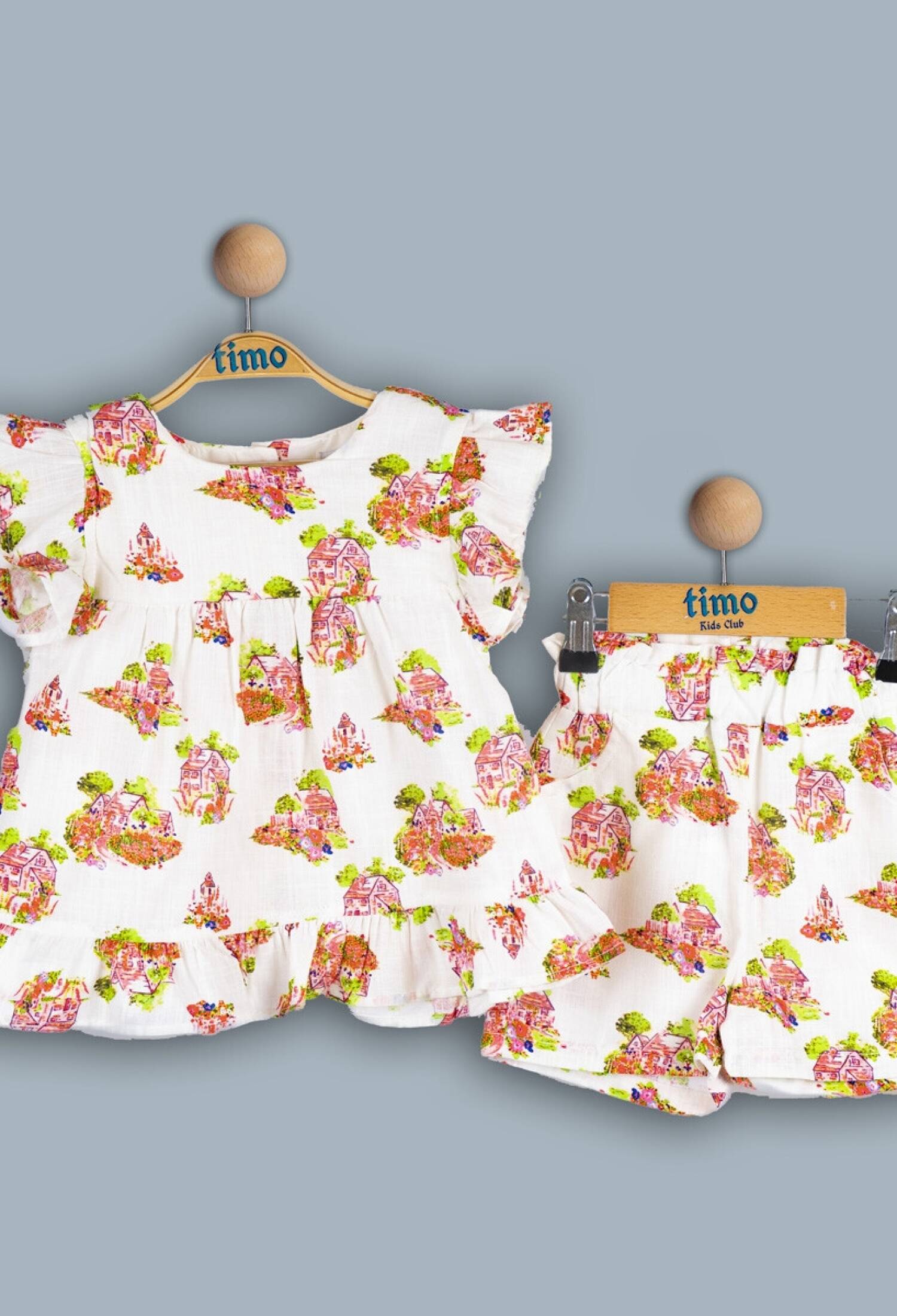 Toptan Kız Bebek 2'li Elbise ve Şort Takımı 6-24M 1018-TK4DT202243721 - 1018-TK4DT202243721 - Brand: Timo - Kids & Bby Clothes From Peralane Kids Turkey