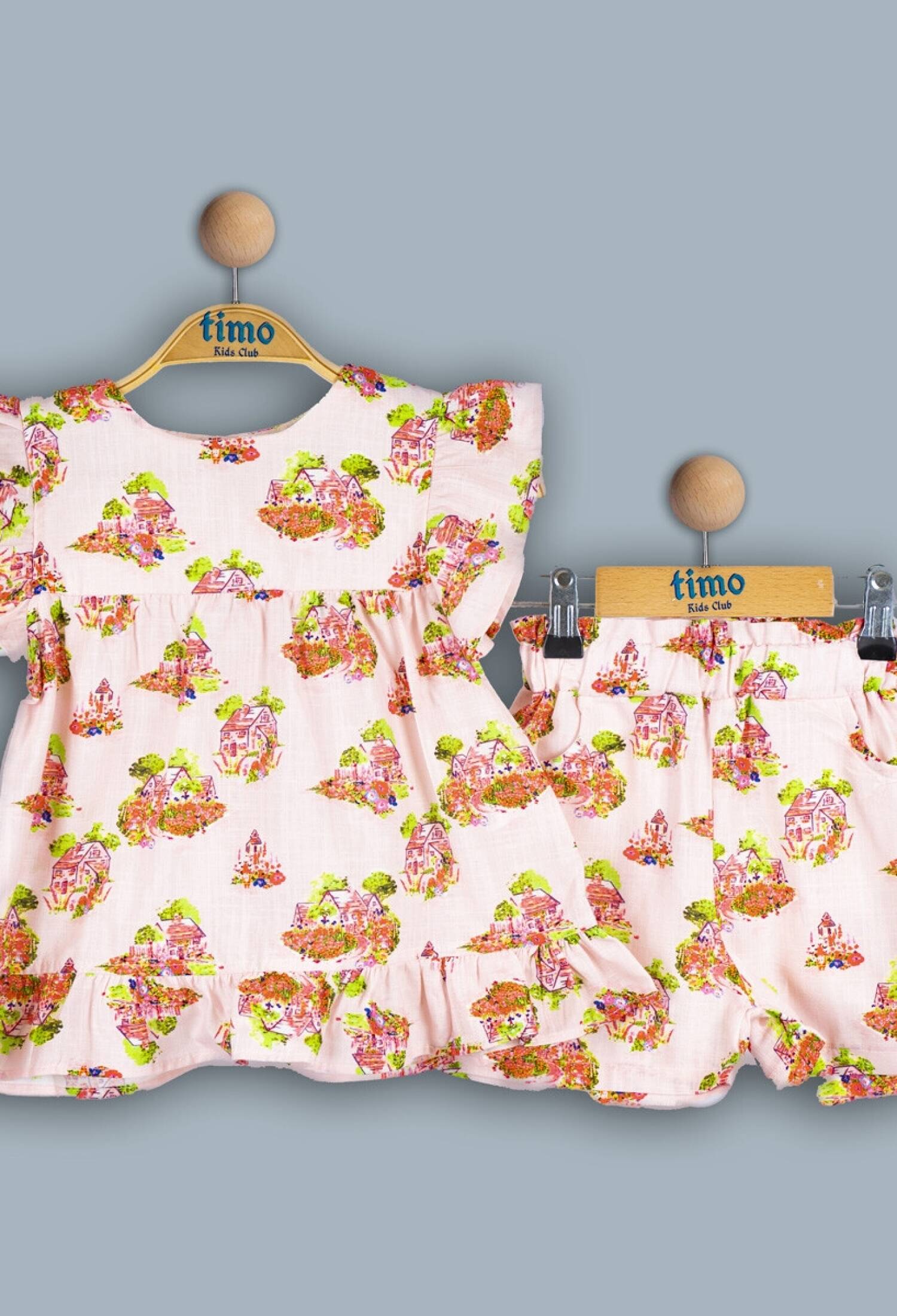 Toptan Kız Bebek 2'li Elbise ve Şort Takımı 6-24M 1018-TK4DT202243721 - 1018-TK4DT202243721 - Brand: Timo - Kids & Bby Clothes From Peralane Kids Turkey