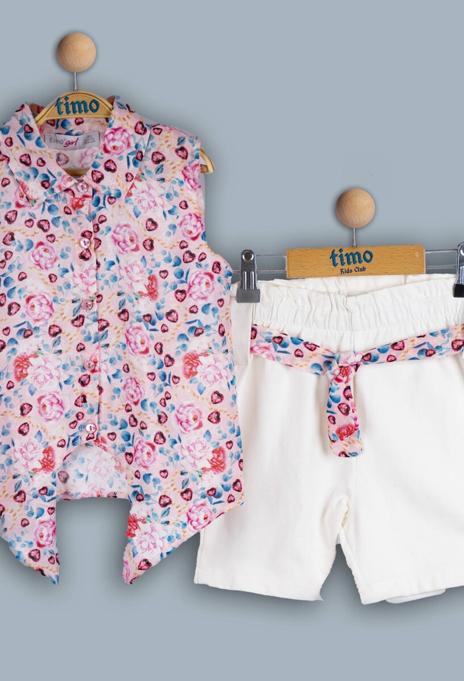 Toptan Kız Bebek 2'li GÖmlek ve Şort Takımı 6-24M 1018-TK4DT012243411 - 1018-TK4DT012243411 - Brand: Timo - Kids & Bby Clothes From Peralane Kids Turkey
