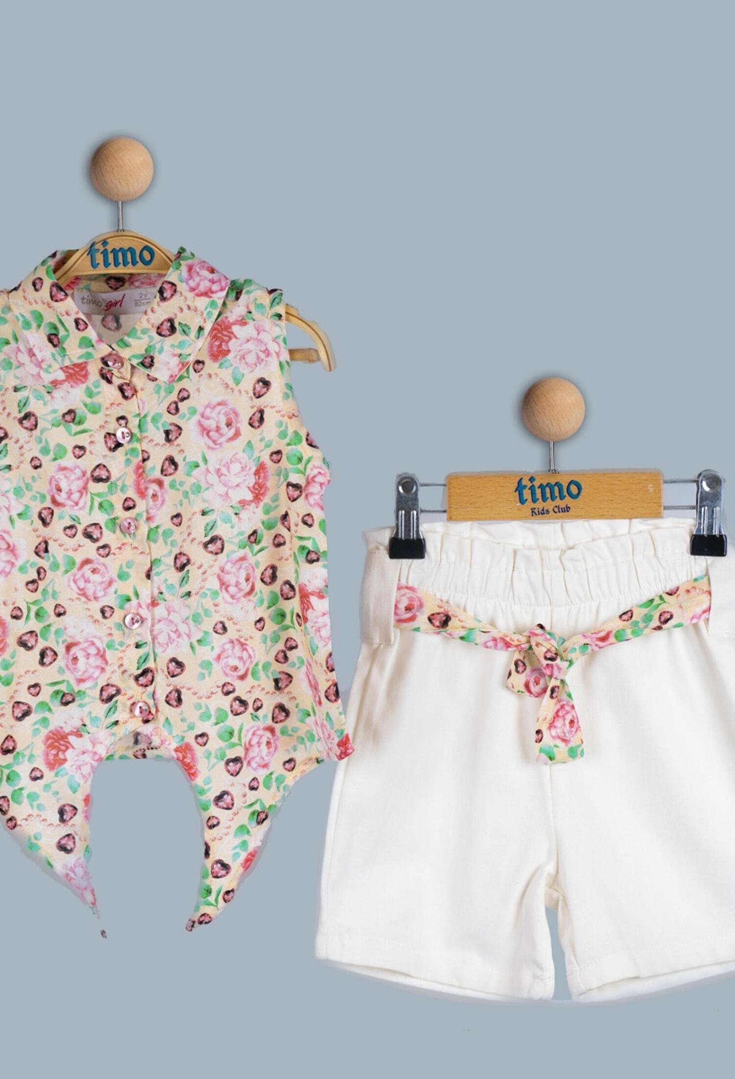Toptan Kız Bebek 2'li GÖmlek ve Şort Takımı 6-24M 1018-TK4DT012243411 - 1018-TK4DT012243411 - Brand: Timo - Kids & Bby Clothes From Peralane Kids Turkey
